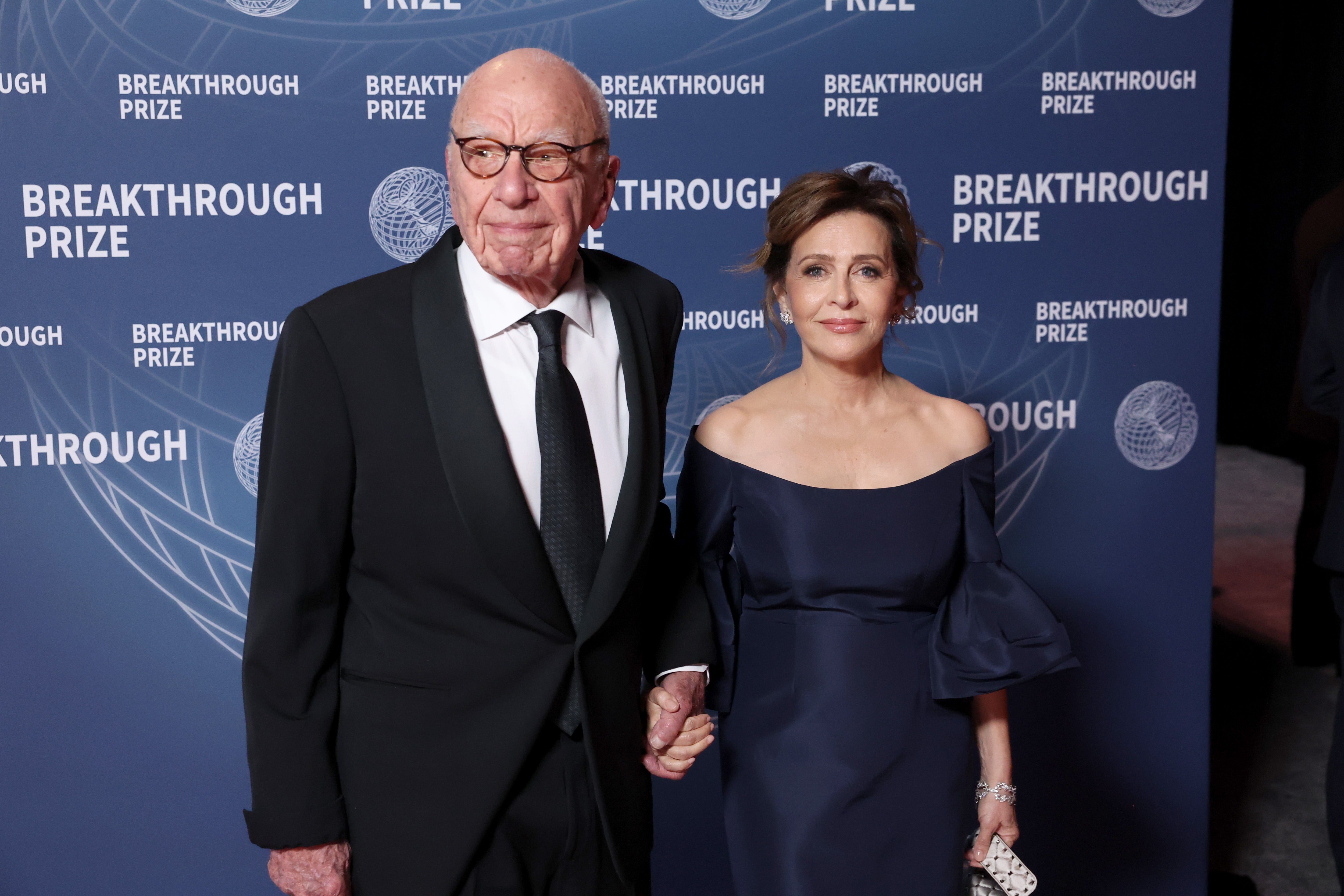 Rupert Murdoch and Elena Zhukova at the 11th Breakthrough Prize Ceremony in April 2025 in Santa Monica, California