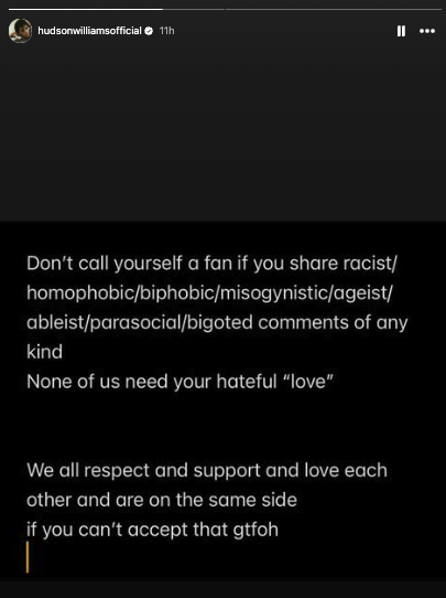 Hudson Williams and his 'Heated Rivalry' co-stars shared the message on Instagram