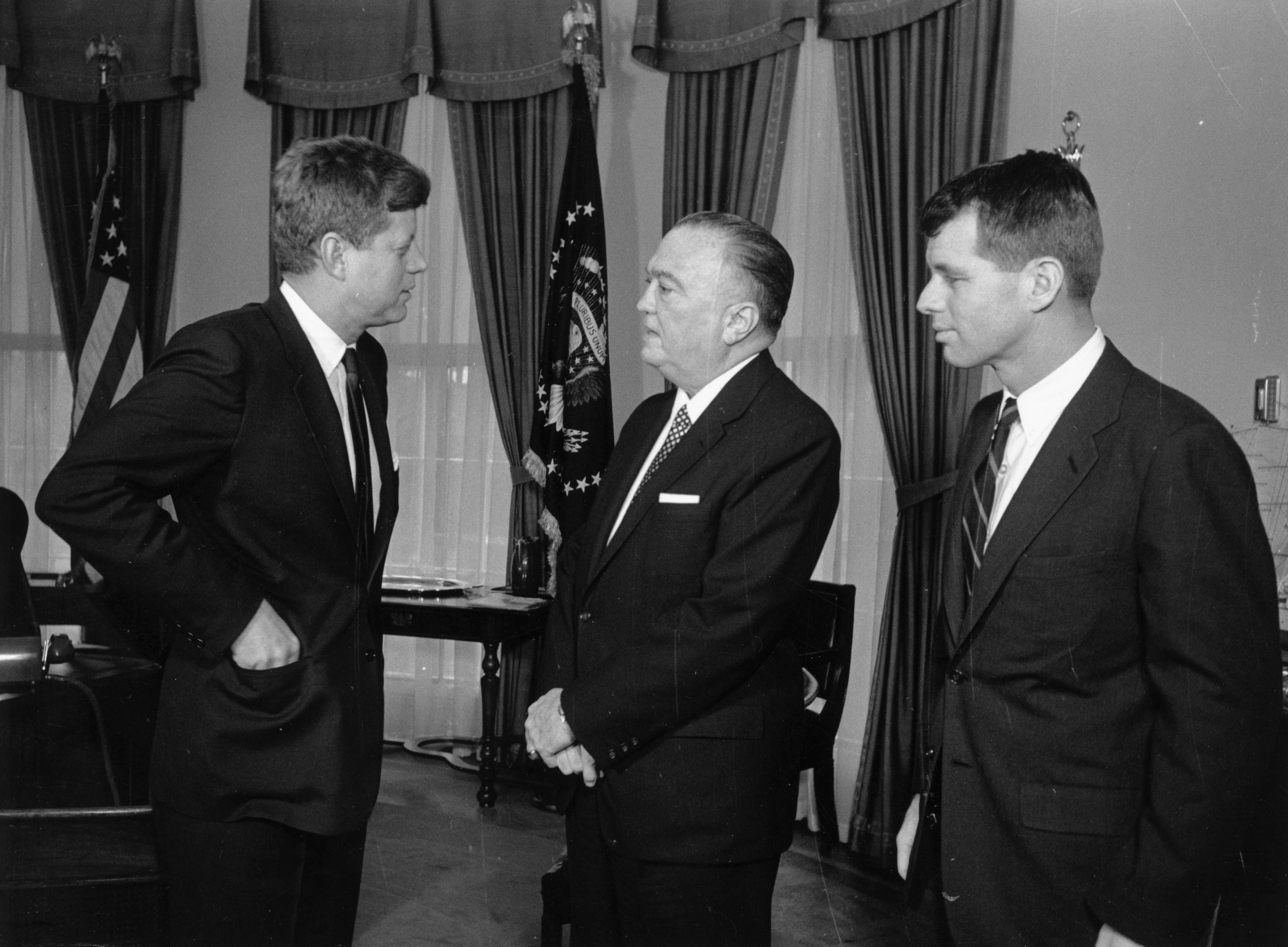 J. Edgar Hoover — pictured with President John Kennedy and Attorney General Robert F Kennedy in 1961 — was perhaps the most controversial director in the agency's 118-year history