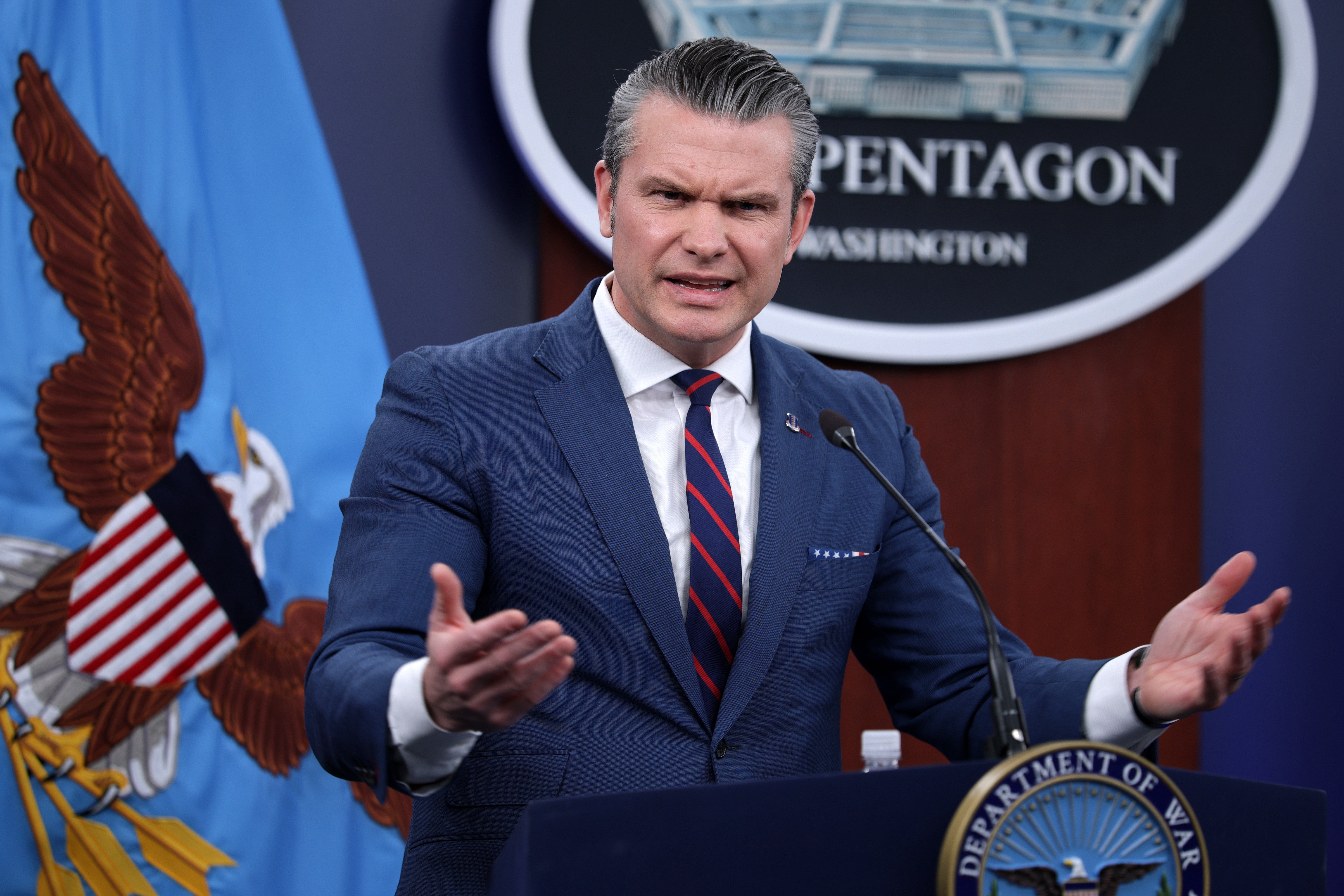 Hegseth pushed back on reporters’ questions in the Pentagon press briefing room during the March 2 press conference, accusing mainstream media of pushing anti-Trump narratives