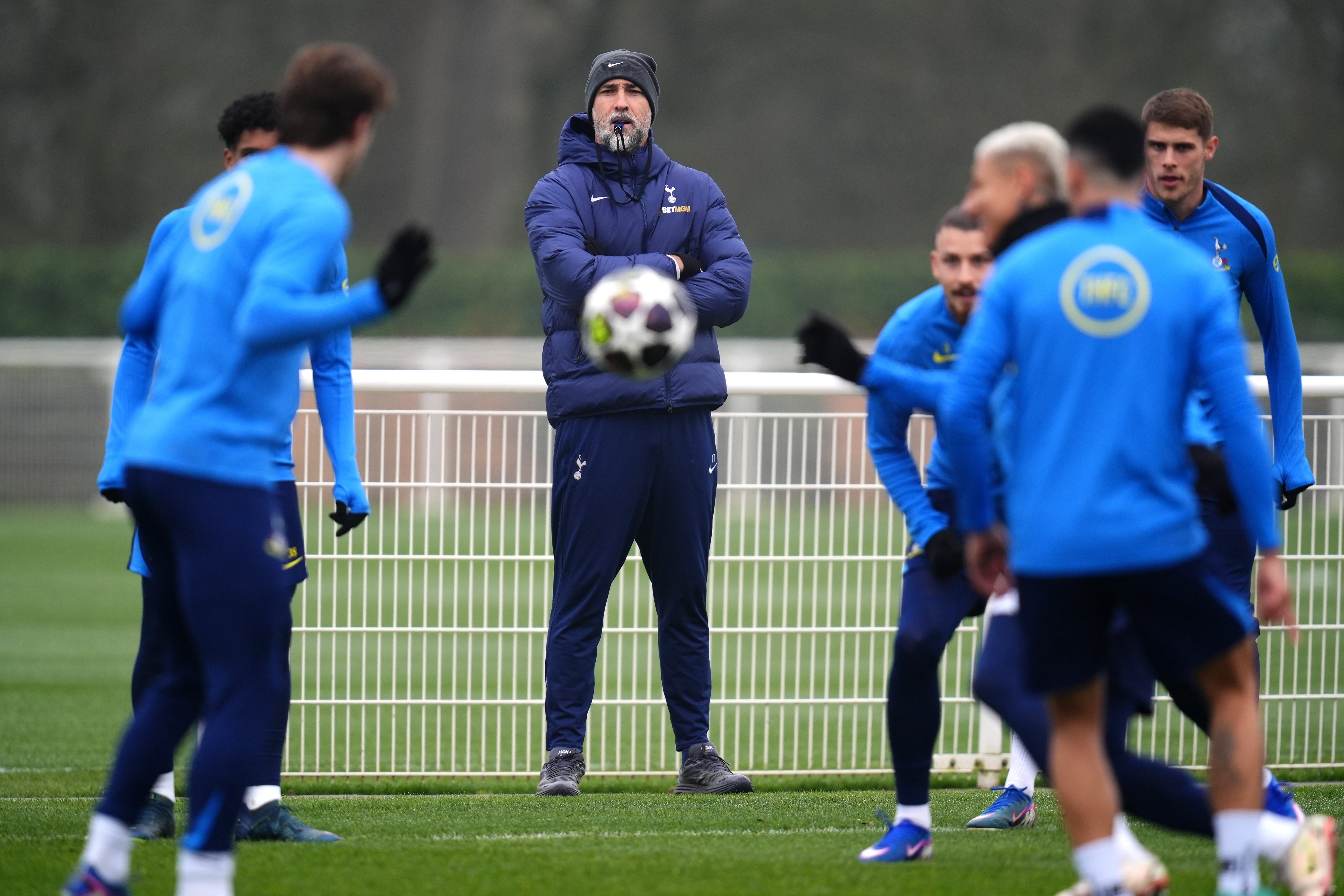 Igor Tudor, centre, during a training session (John Walton/PA)