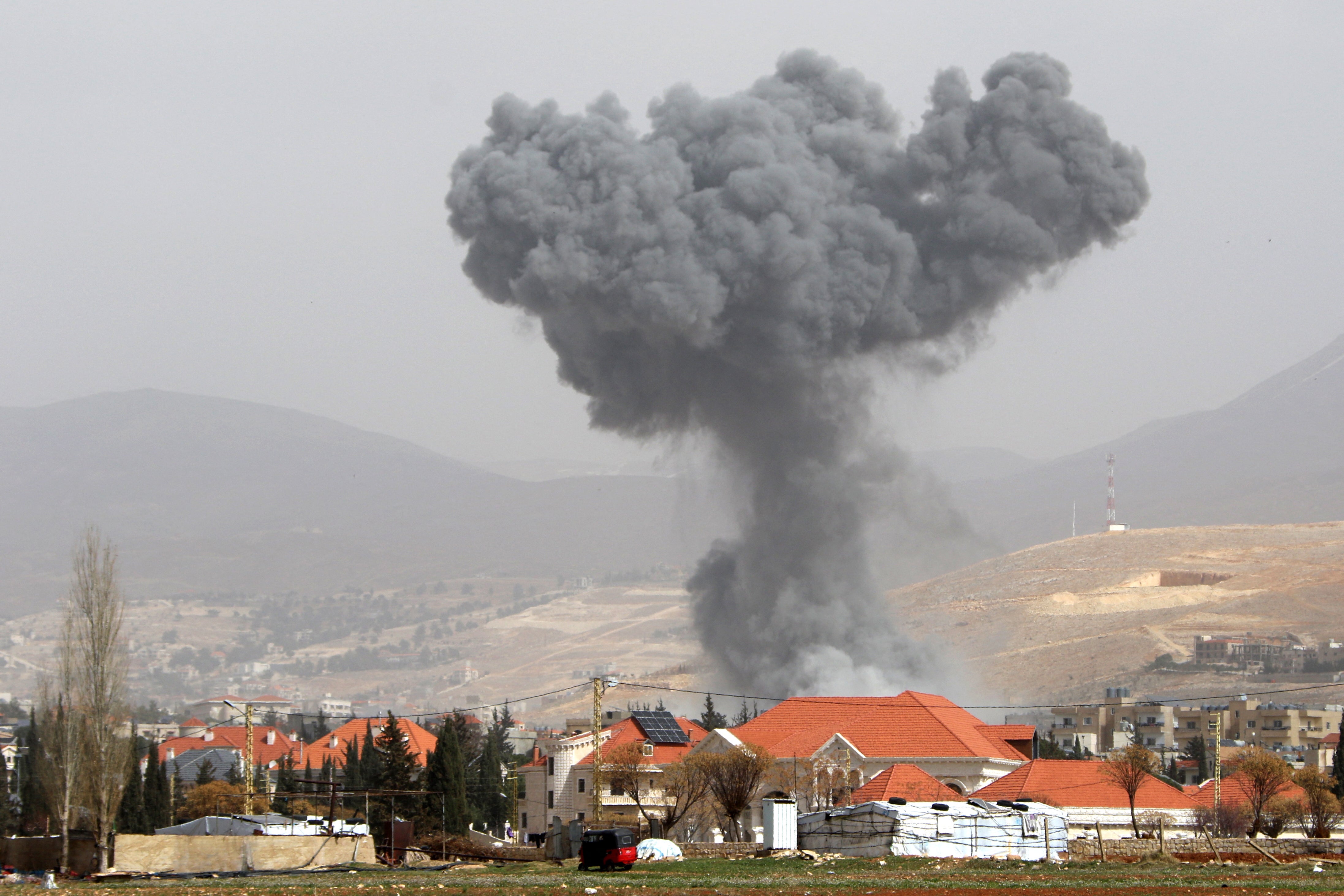 An Israeli air strike targeted the village of Douris in the Bekaa Valley