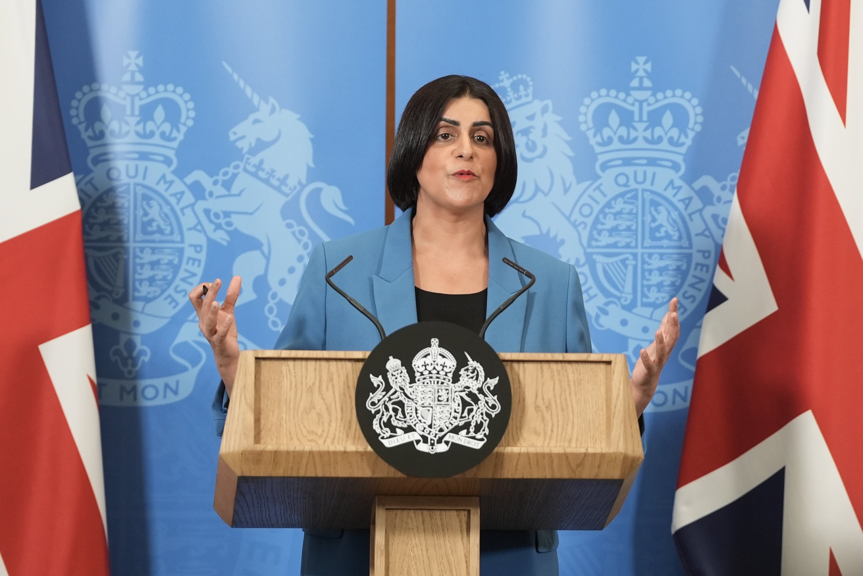Home Secretary Shabana Mahmood has banned marching, but a ‘static protest’ is allowed (Stefan Rousseau/PA)