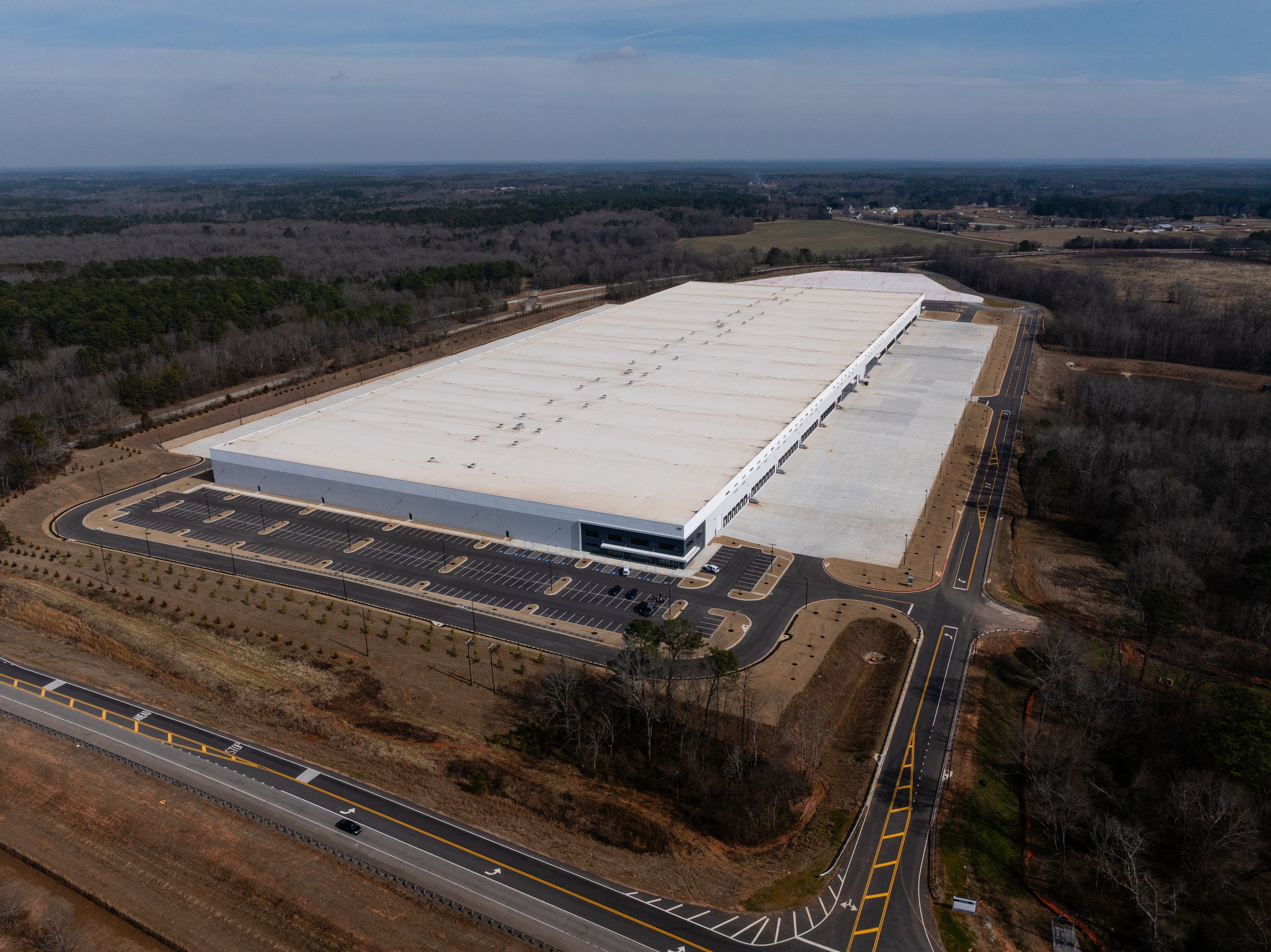 An industrial warehouse recently purchased by ICE for use as a detention center is seen on February 10, 2026 in Social Circle, Georgia