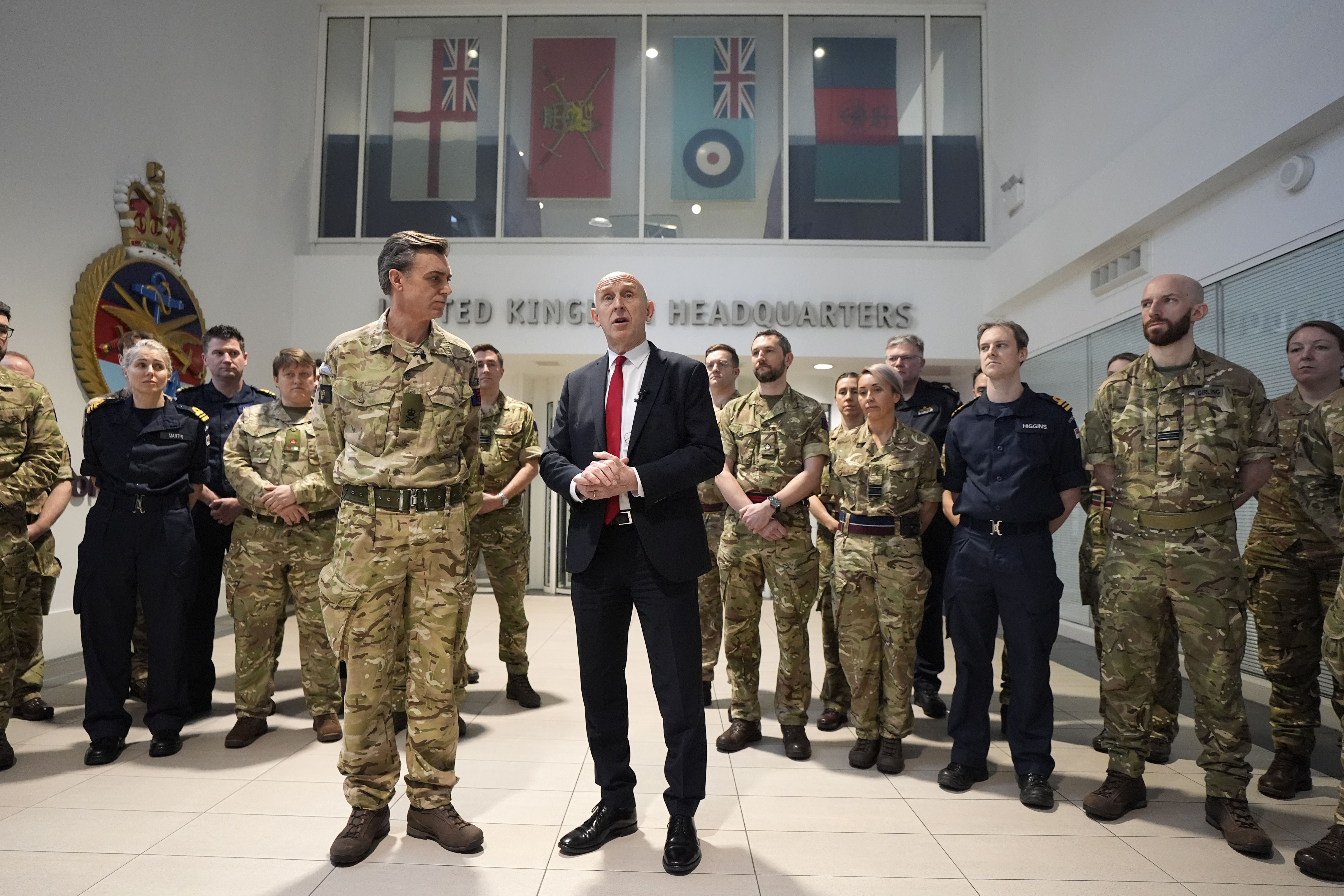 Defence Secretary John Healey thanks military personnel (Andrew Matthews/PA)