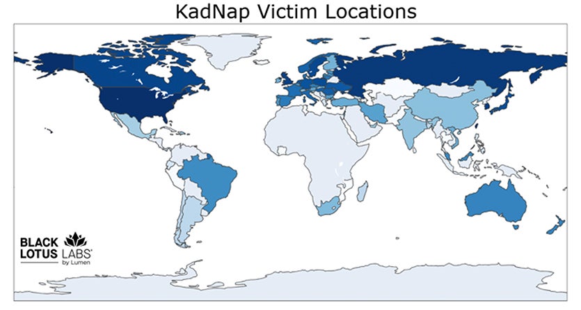 A map showing the location of KadNap victims