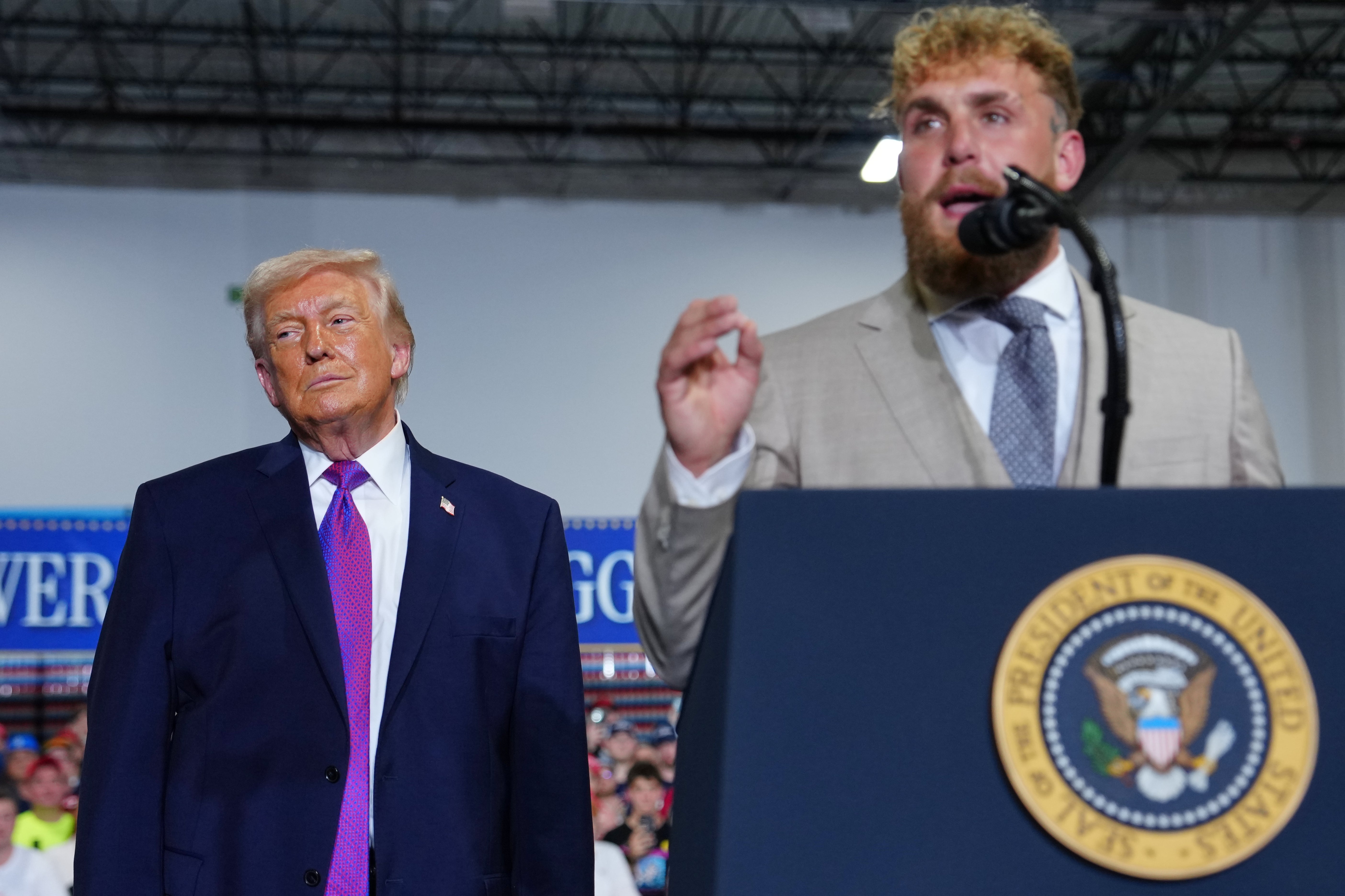 US president Donald Trump (left) with influencer Jake Paul this week