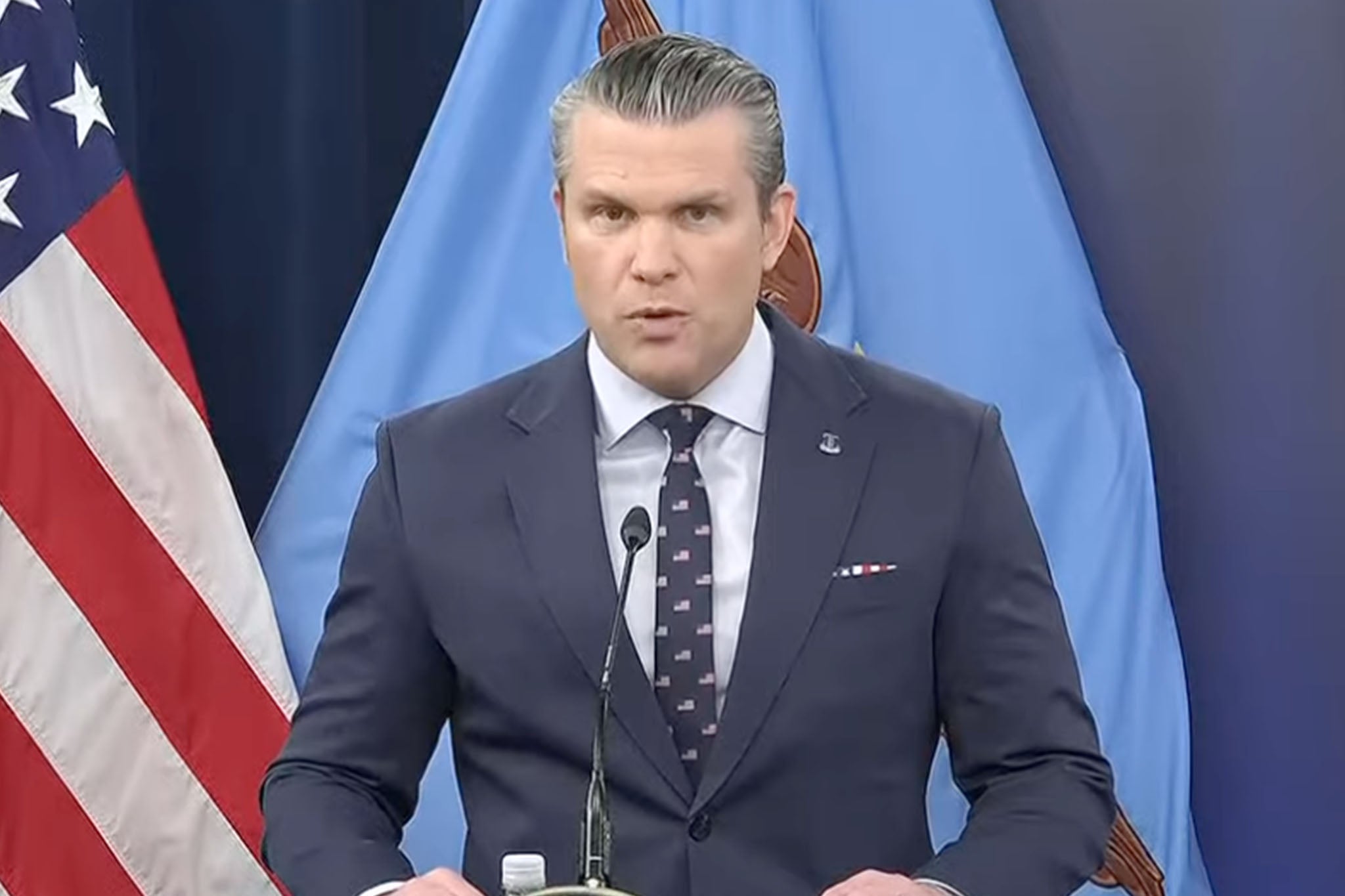 The ex-Fox News host spent the top of his briefing venting about his displeasure with television news graphics on the war in Iran