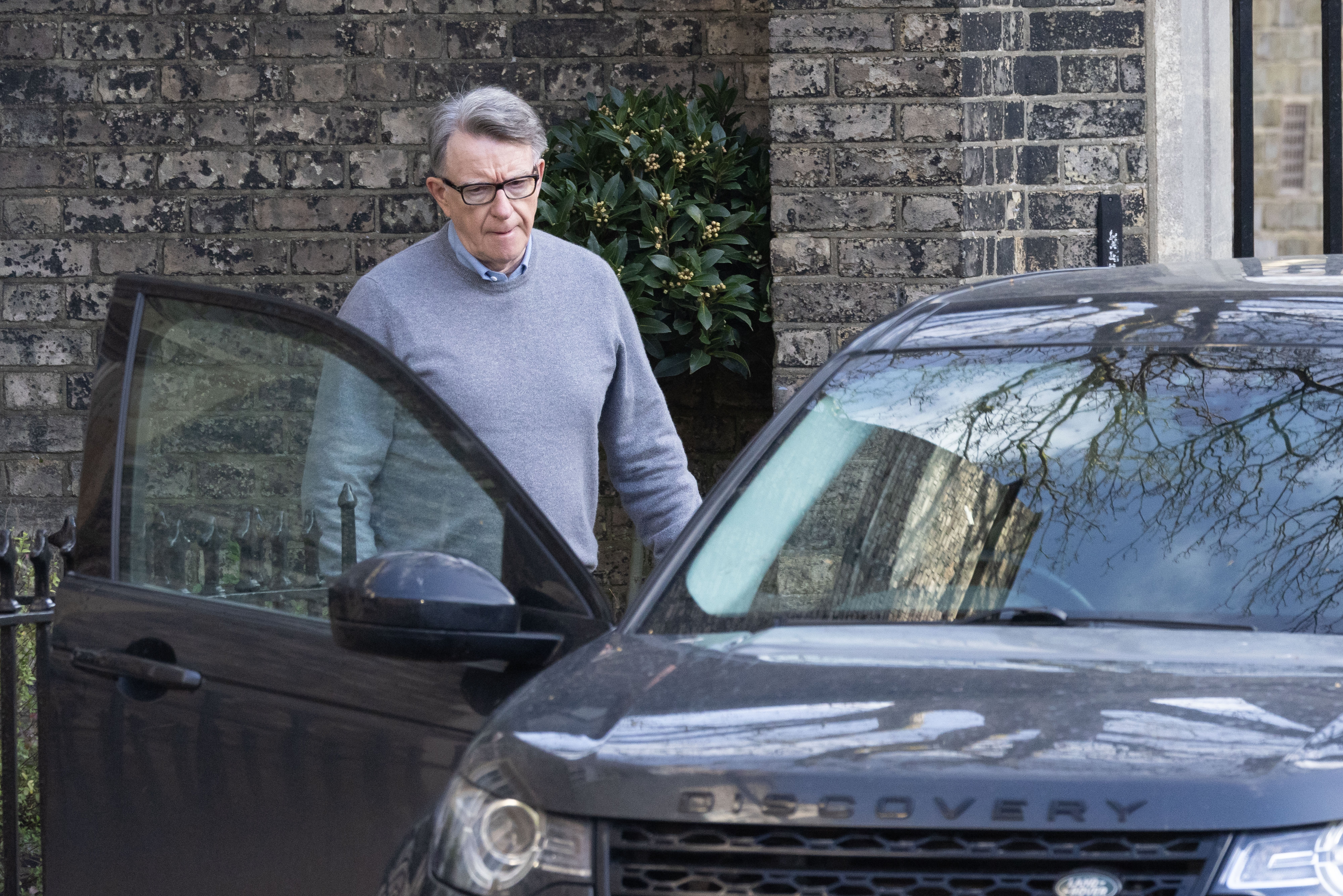 Lord Peter Mandelson leaving his home in north London on Wednesday, the day documents relating to his appointment as ambassador to the US were released (Jeff Moore/PA)