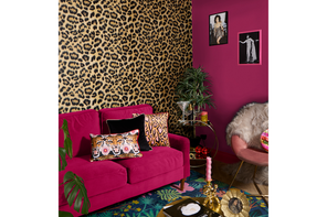 Lust Home 'fur-real' leopard wallpaper, Glamoratti style
