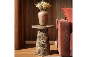 Dusk Talia side table, dark marble effect, Glamoratti style