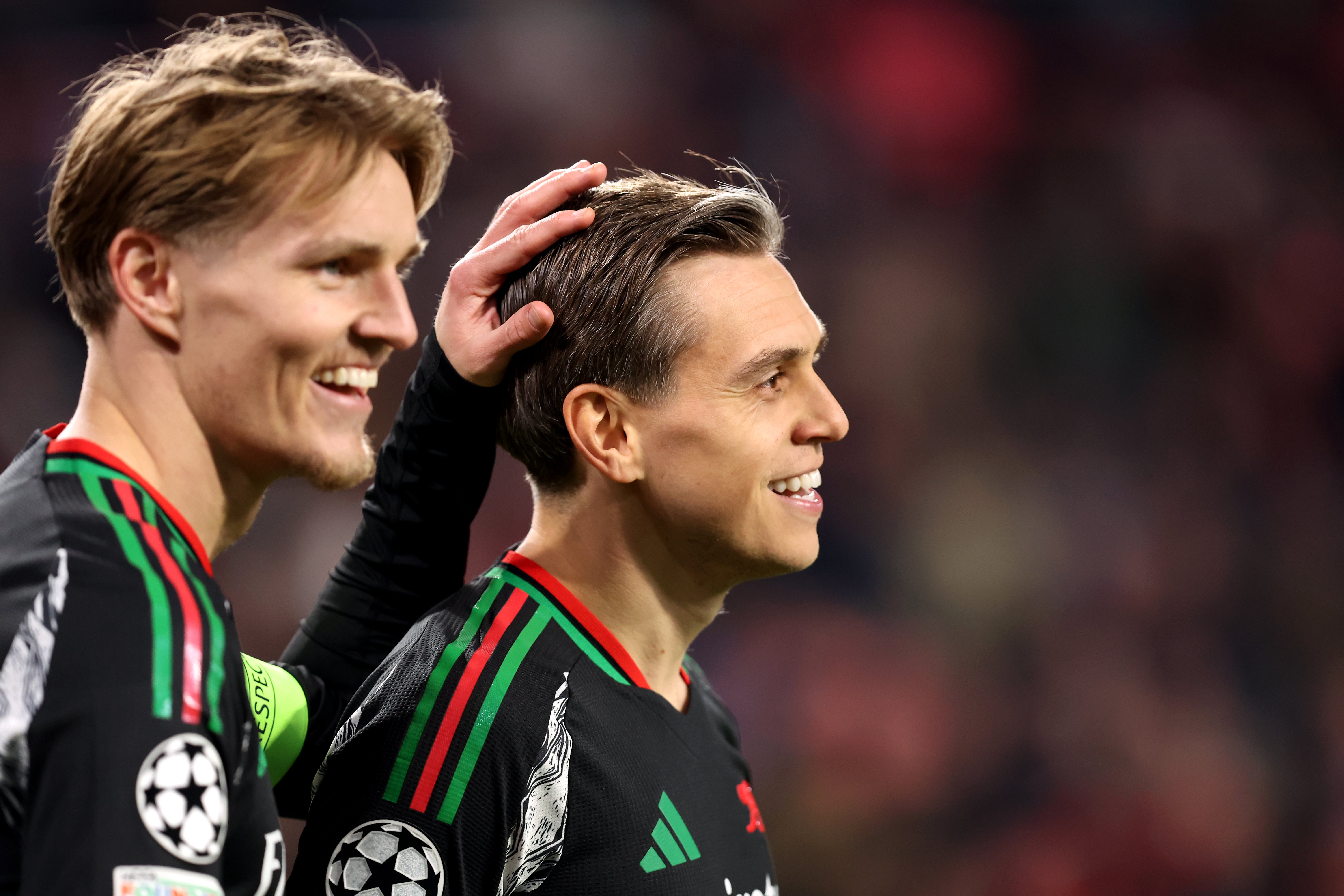 Martin Odegaard (left) is out but Leandro Trossard could feature