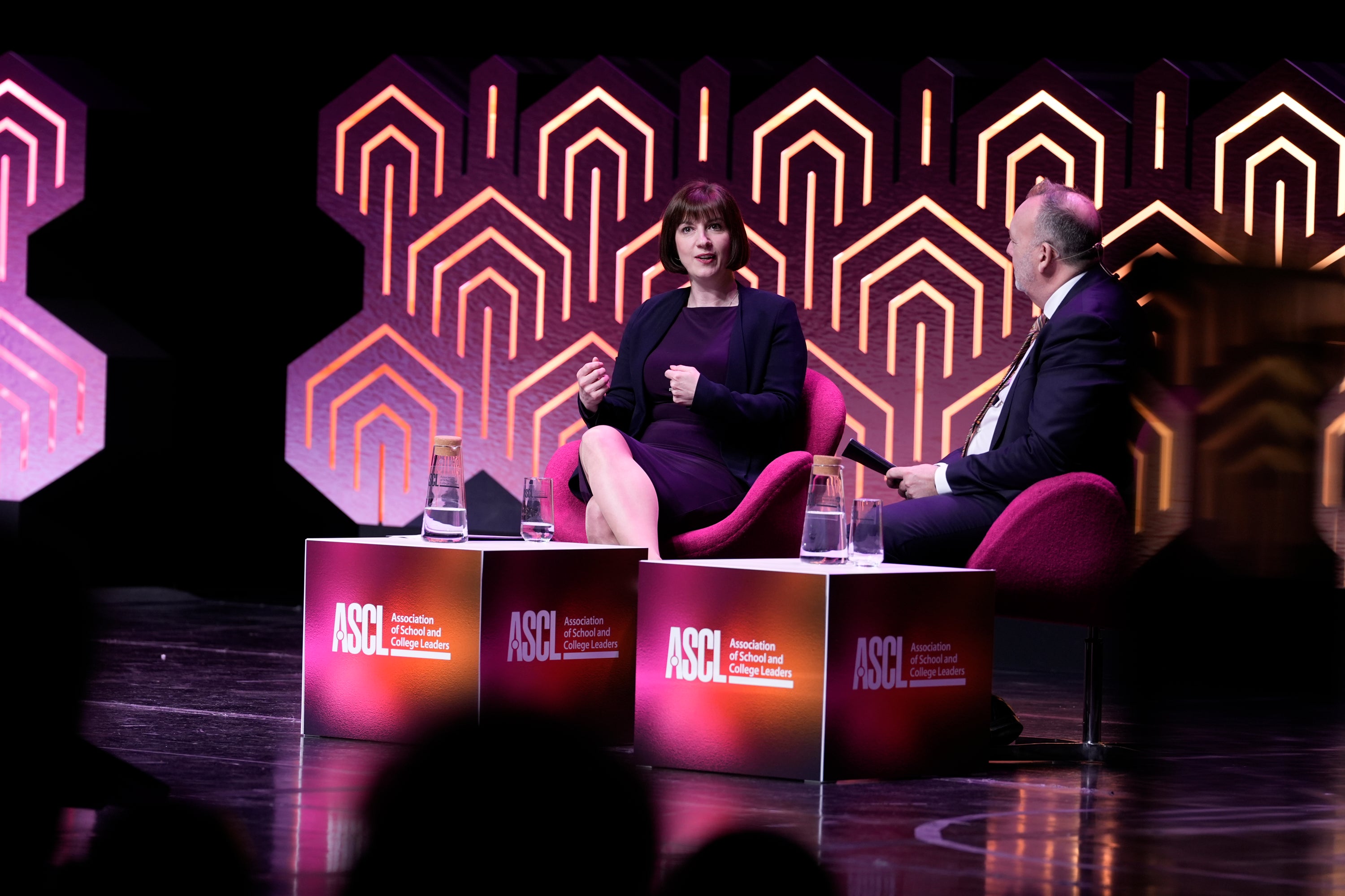 ASCL General Secretary Pepe Di'Iasio during the Association of School and College Leaders (ASCL) conference, right, with Education Secretary Bridget Phillipson