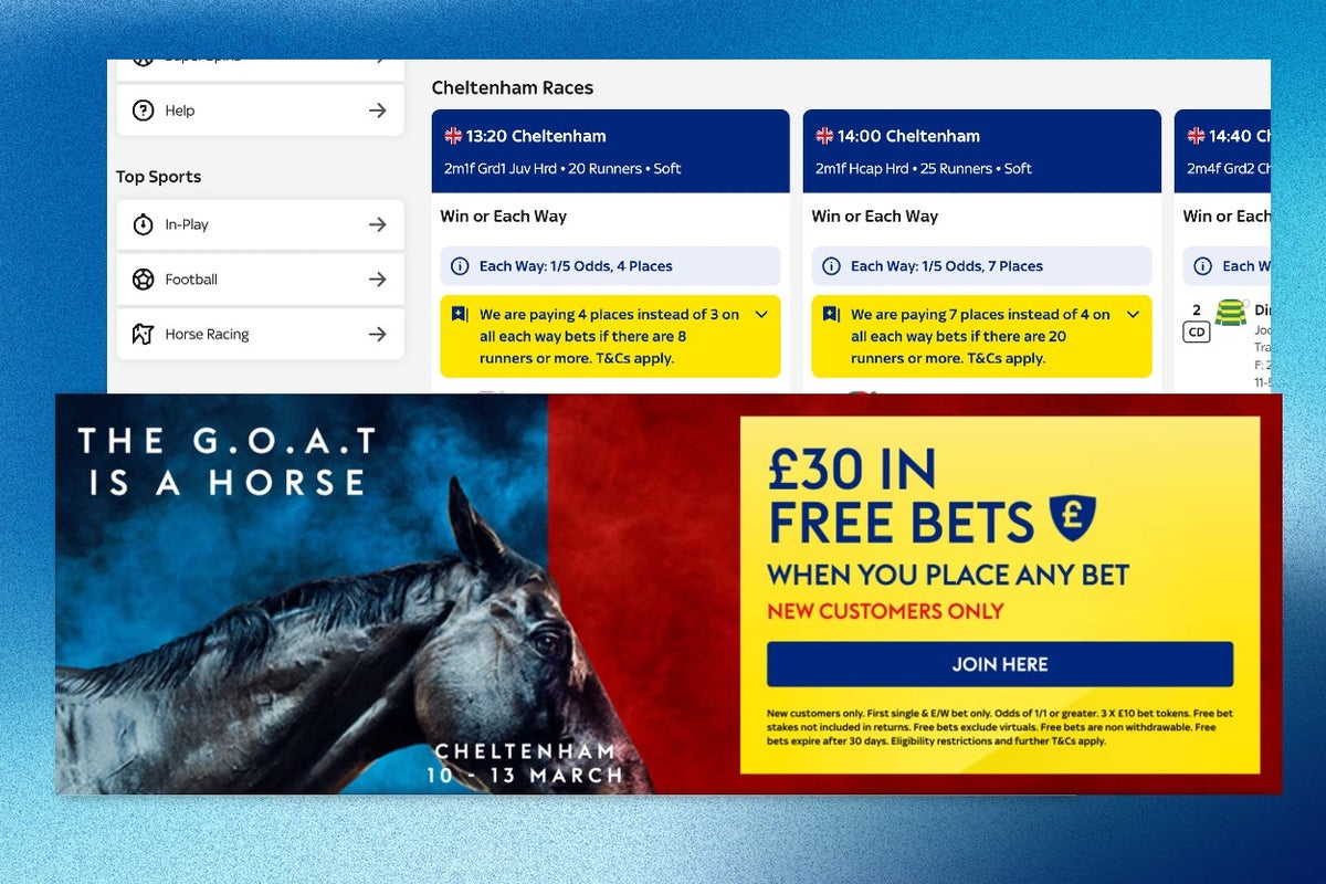 Sky Bet Cheltenham sign up offer 2026: Place any bet get £30 free bets – UK Times Sky Bet Cheltenham sign up offer 2026: Place any bet get £30 free bets – UK Times