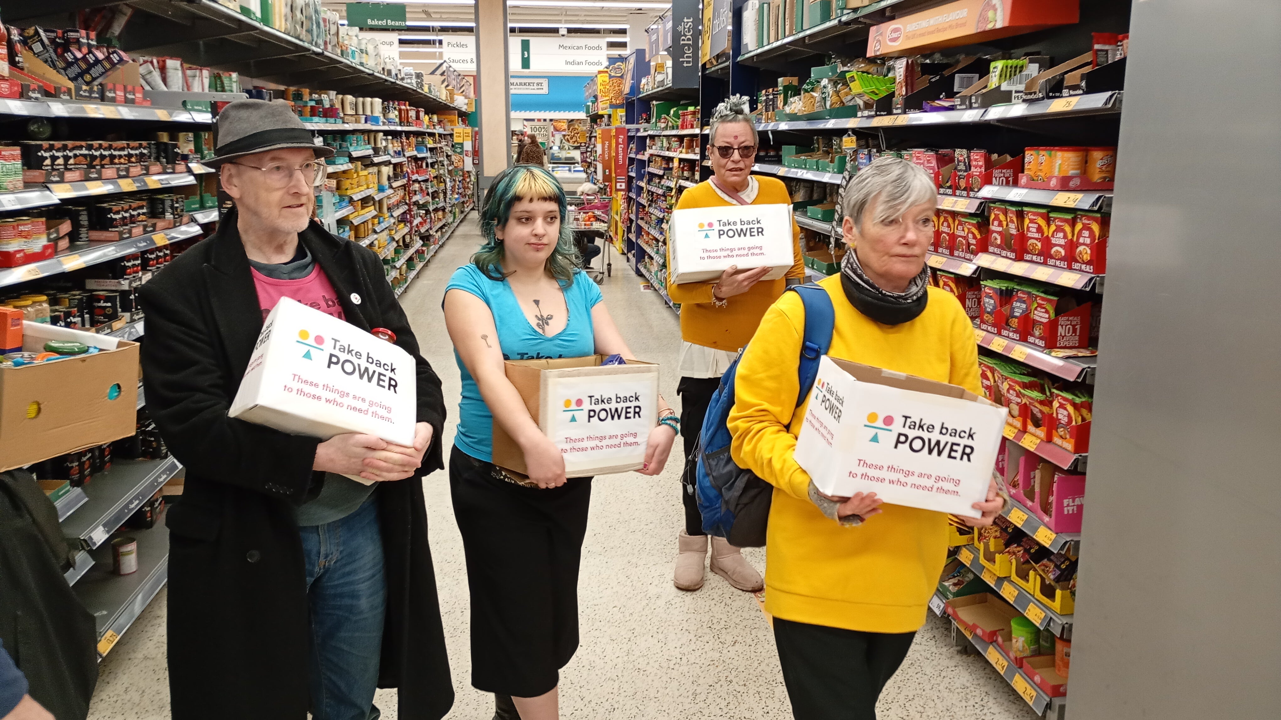 Activists took part in the campaign to ‘liberate’ boxes of food in several locations