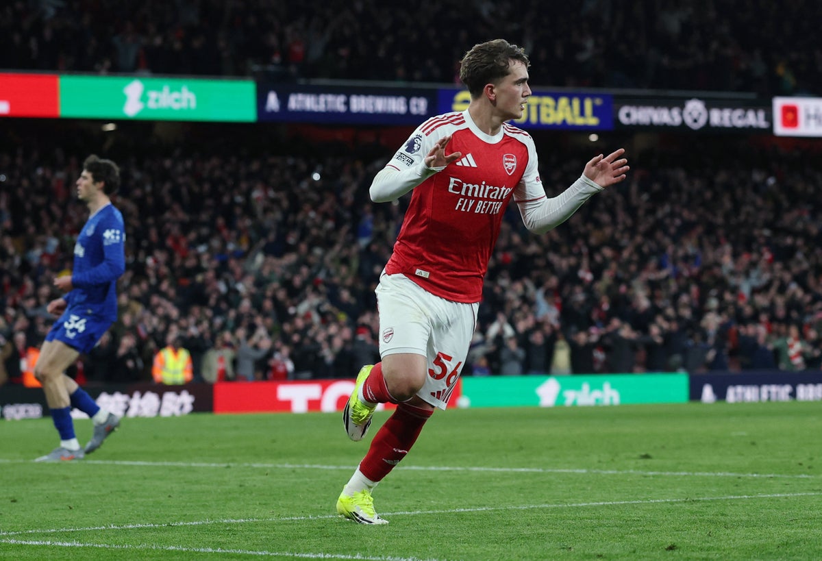 Max Dowman celebrating his historic goal for Arsenal