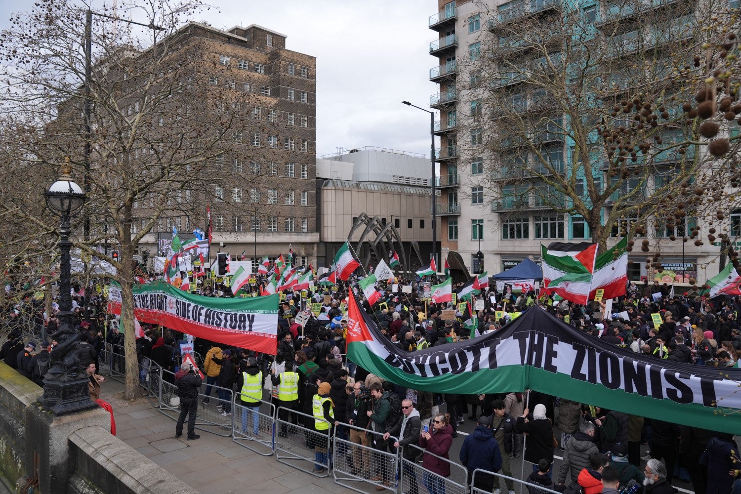 Protesters take part in the annual protest rally by pro-Palestinian group Al Quds, in central London.