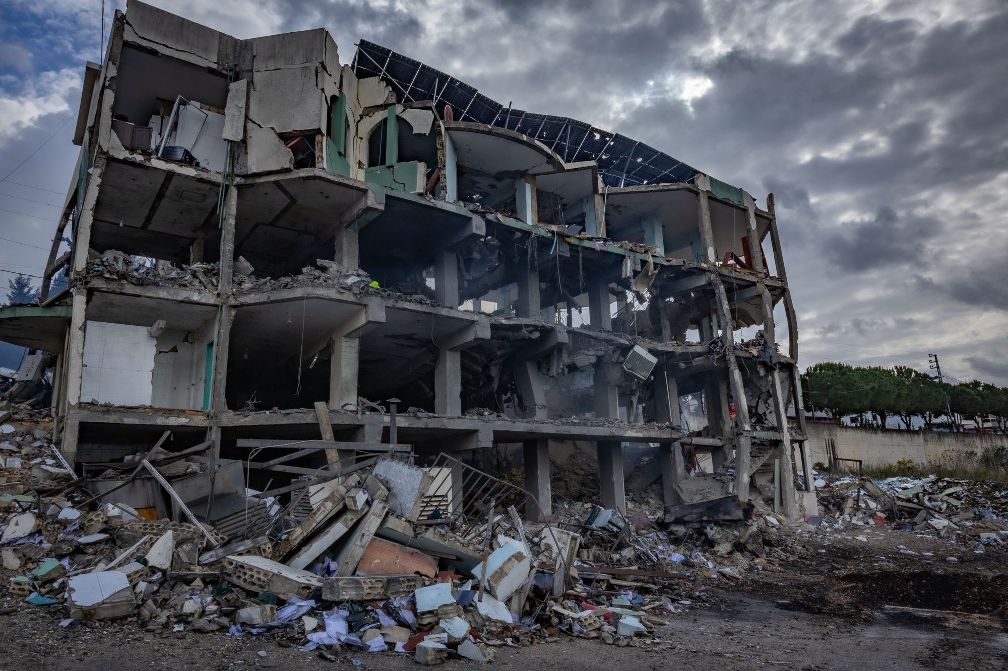 The destroyed building of the Islamic Health Authority in South Lebanon