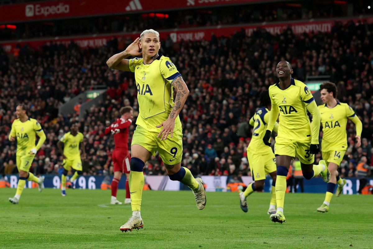 Liverpool vs Tottenham LIVE: Reds booed off as Richarlison grabs crucial point in bid for Premier League survival