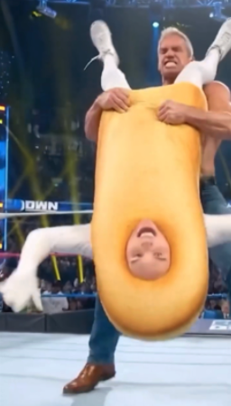 The video showed a fake Kennedy showing off plenty of his WWE moves against the popular snack