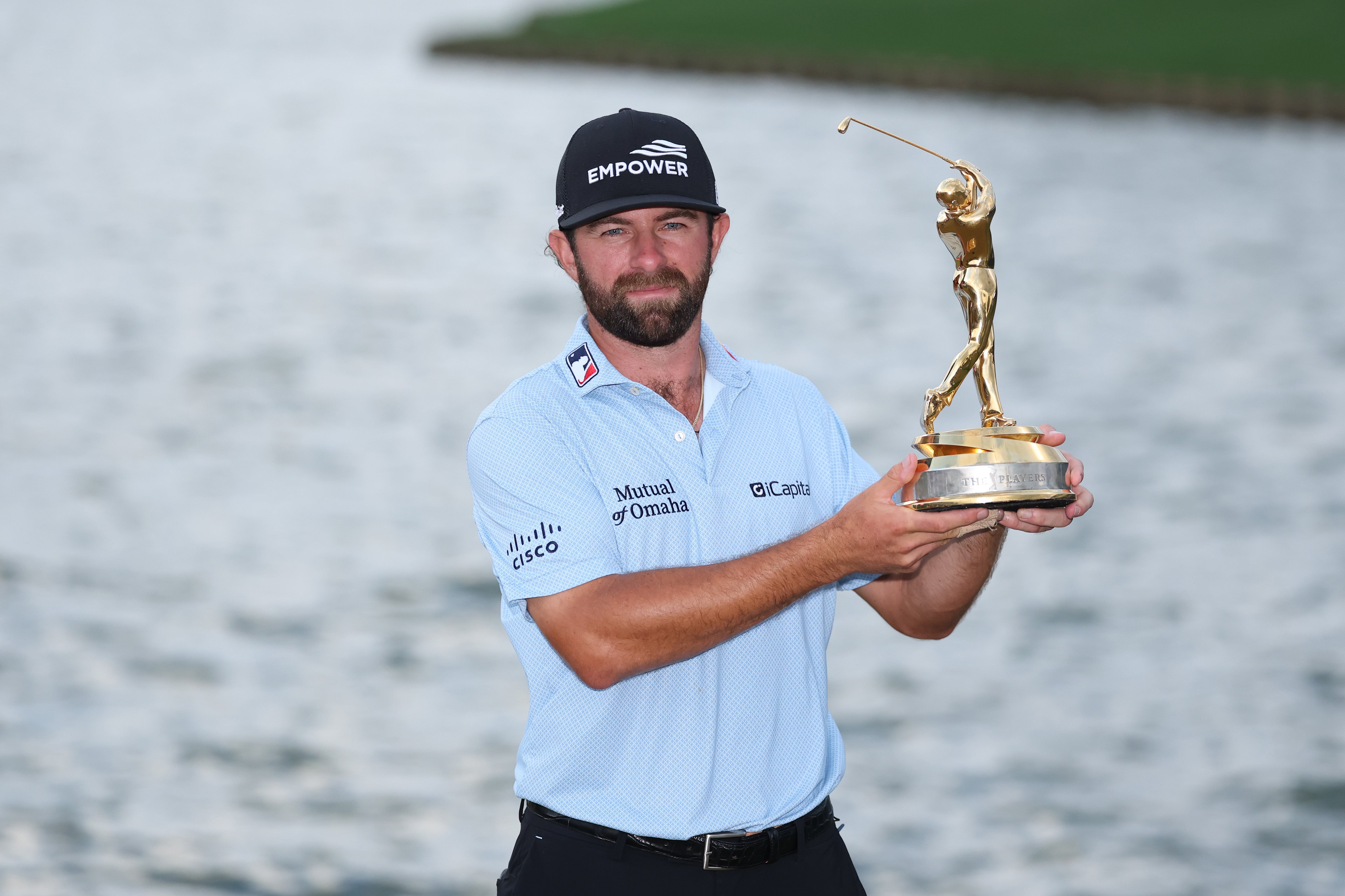 Cameron Young with the winner's trophy