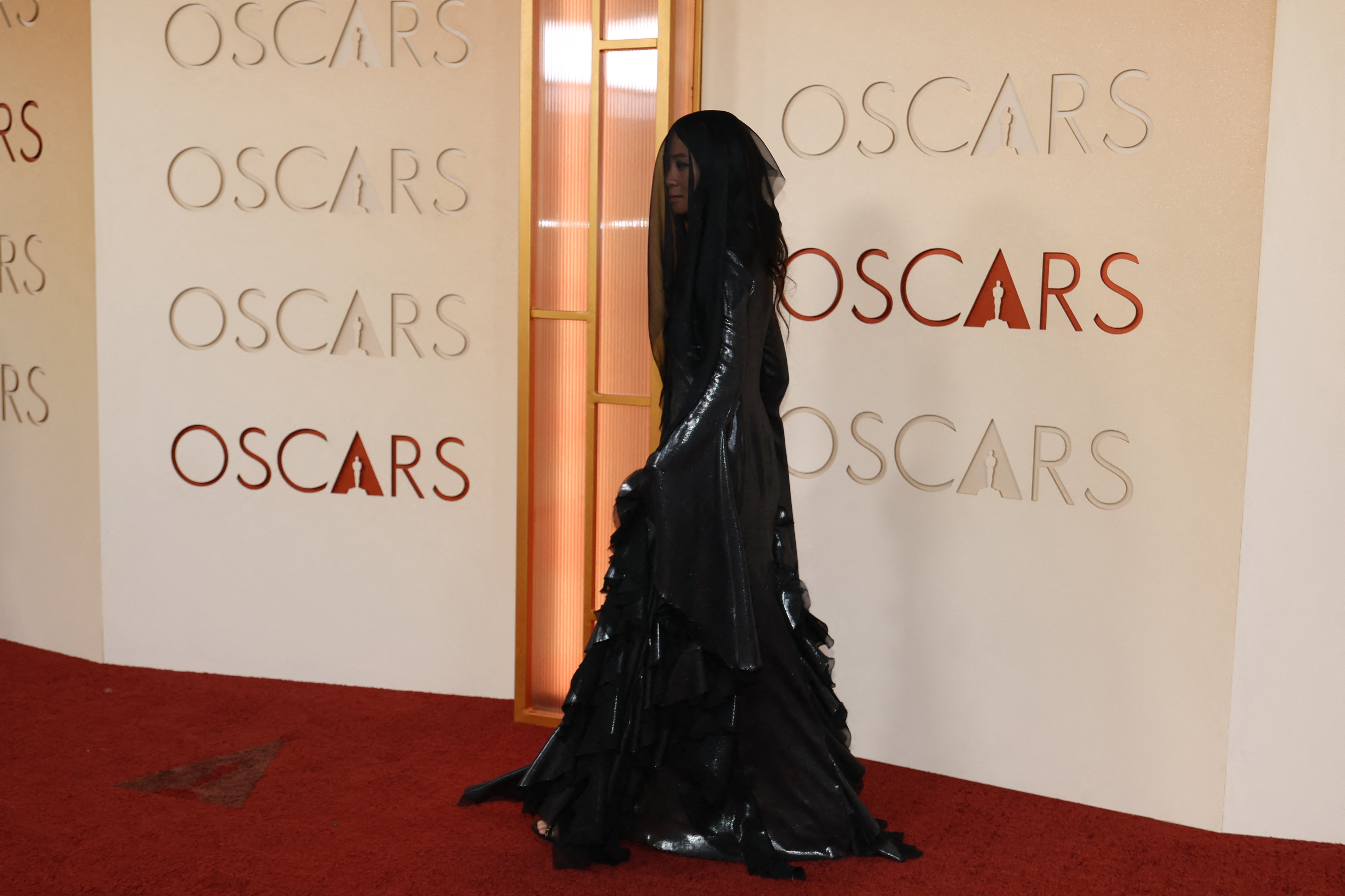 The Best Director nominee’s dark and drapy gown sparked comparisons to the Grim Reaper in certain angles