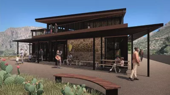 An artist’s rendering shows the new lodge at Big Bend National Park that is part of the renovation