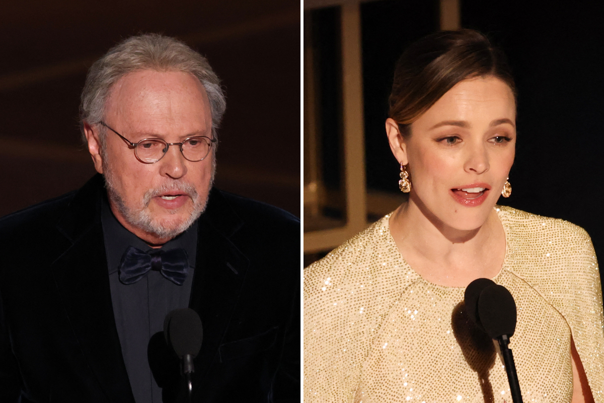 Billy Crystal and Rachel McAdams on stage