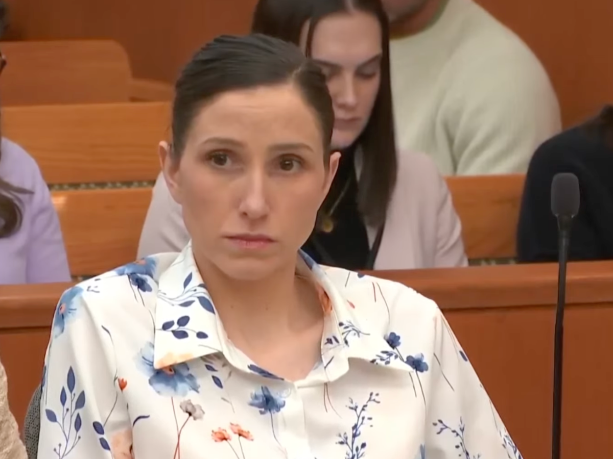 Kouri Richins, 35, listens to closing arguments at her murder trial in Salt Lake City, Utah. She was accused of poisoning her husband by lacing his cocktail with fentanyl