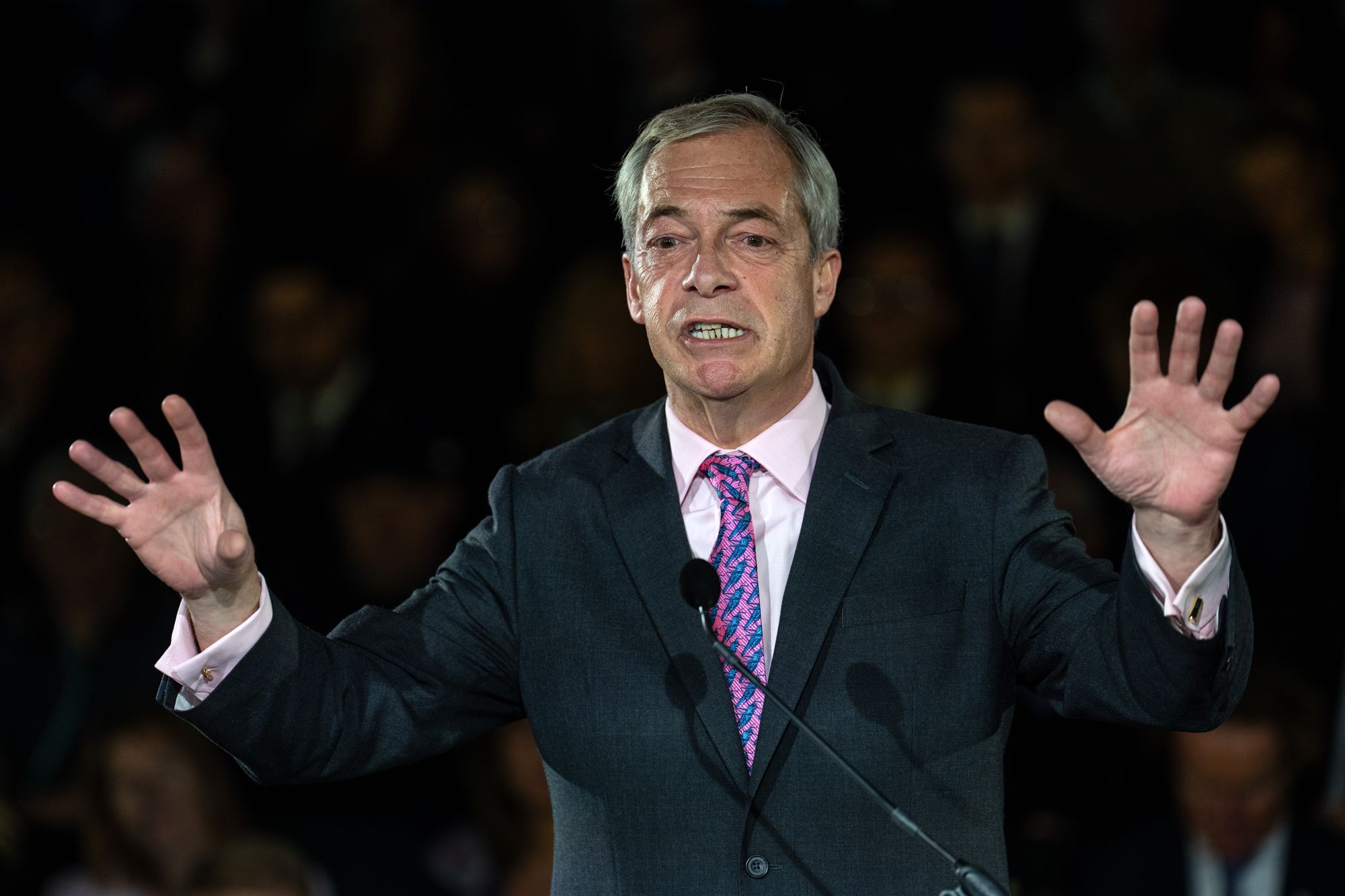 Reform UK Leader Nigel Farage at a press conference in London where he unveiled the competition