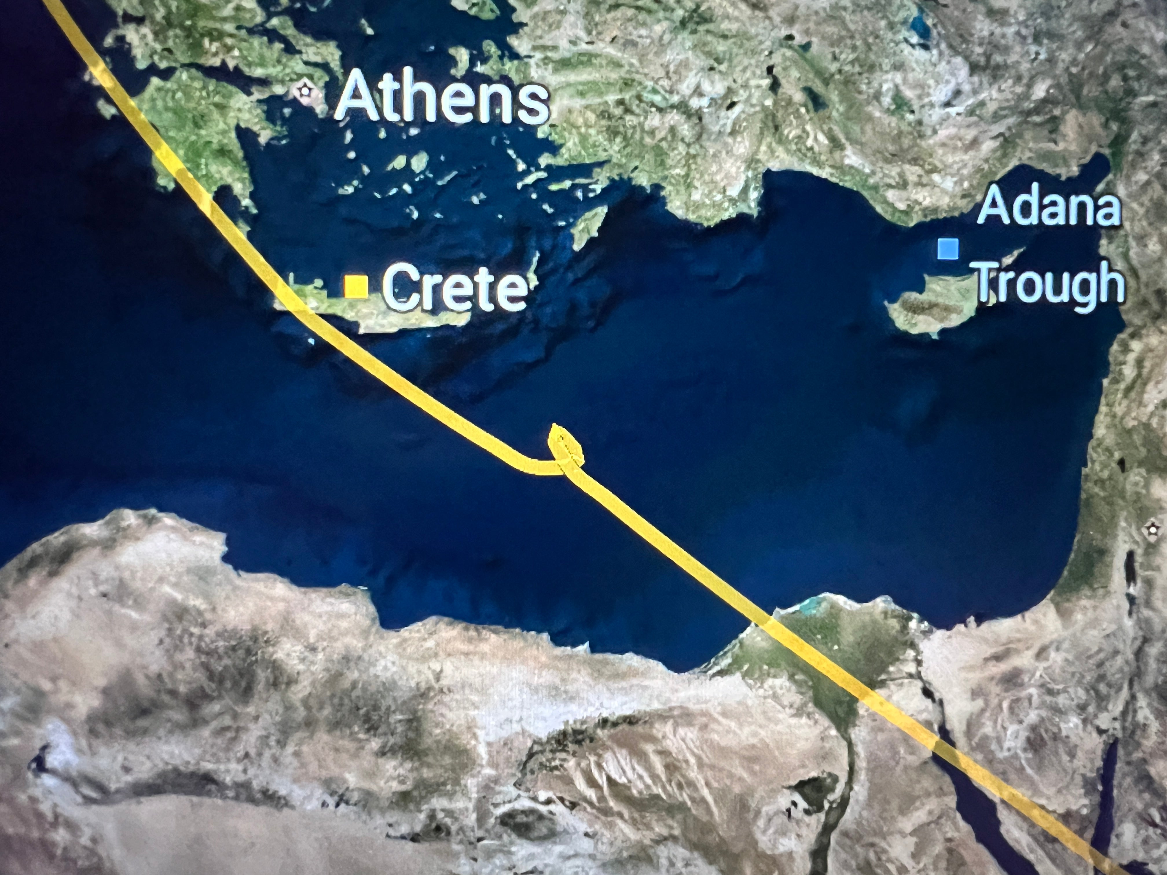 In the loop: Etihad flightpath over Mediterranean