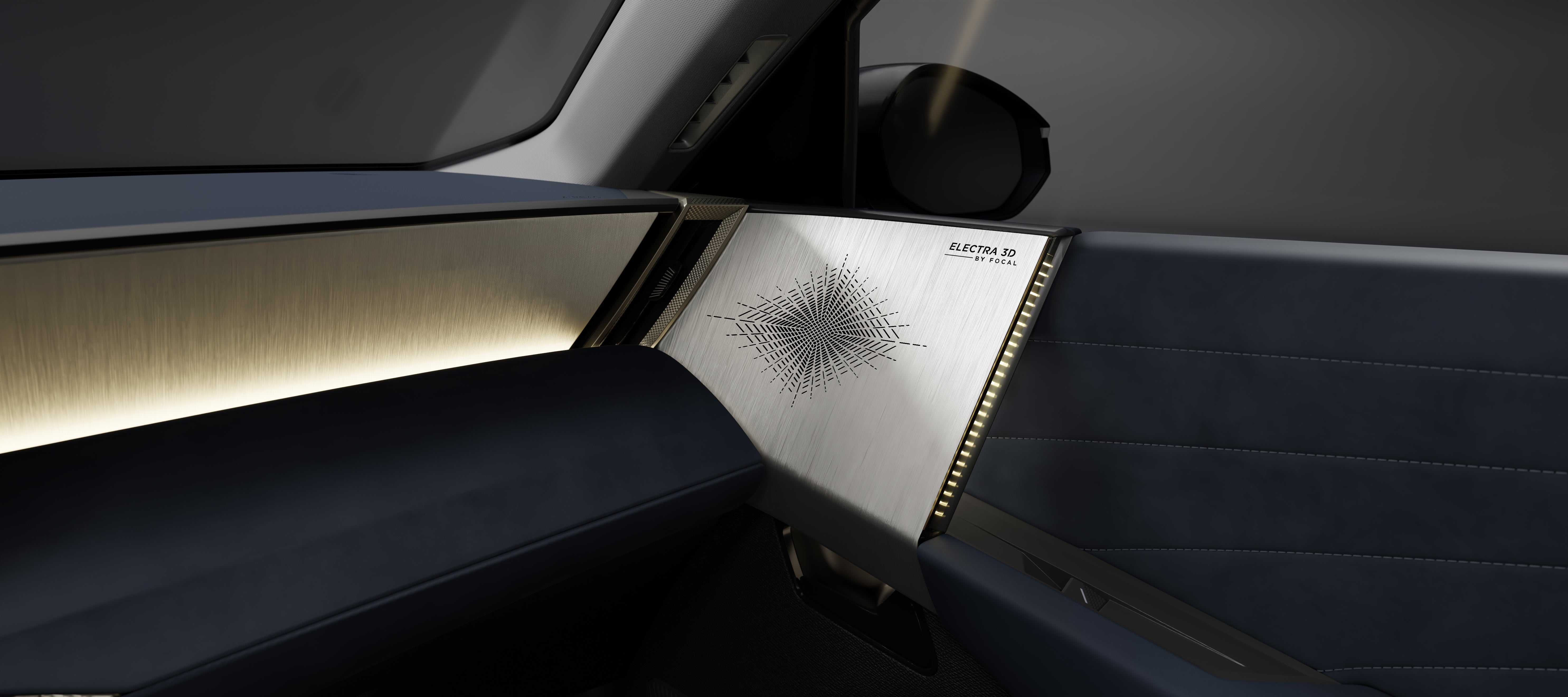 Interior design details on the DS No7 include Focal speakers that double as door handles