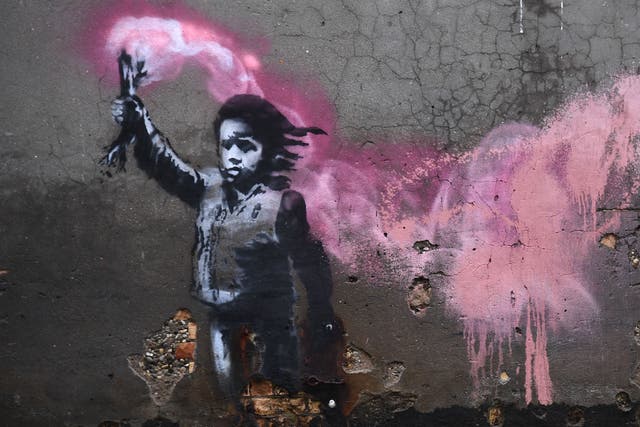 <p>Una obra del artista callejero Banksy en Venecia, 2019 </p>