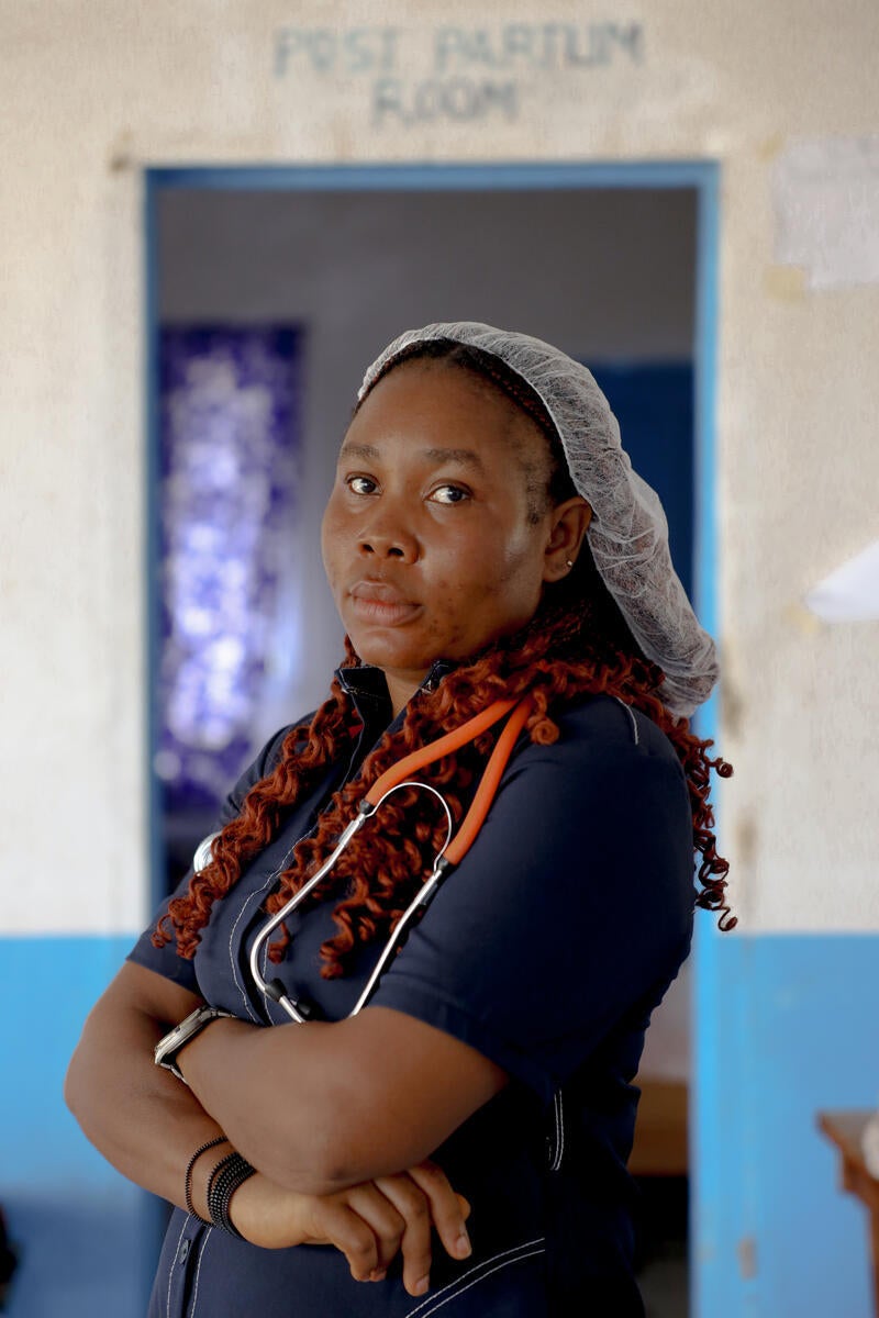 Midwife Shenette Khaula Shamu at Diah Clinic, Grand Cape Mount, Liberia