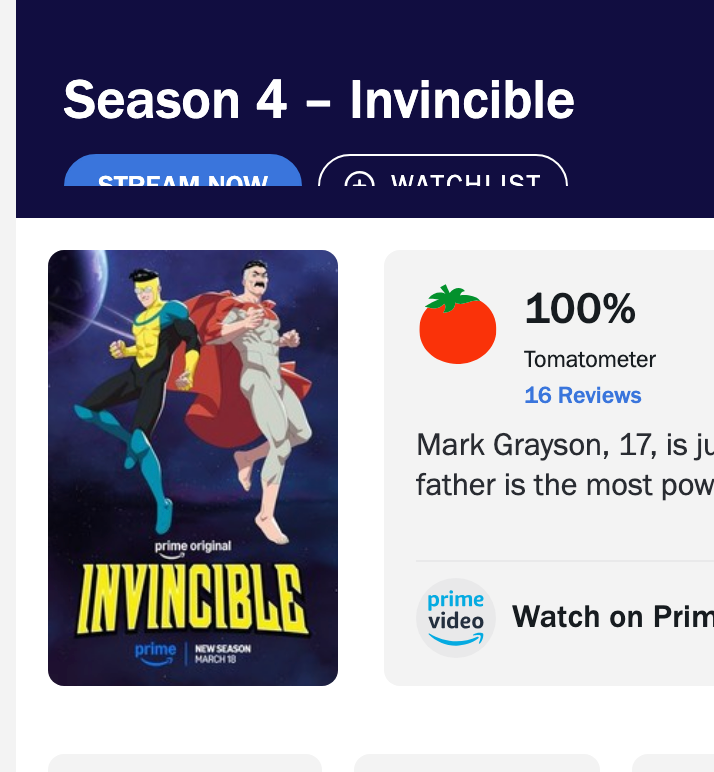 'Invincible' season four has a perfect Rotten Tomatoes score