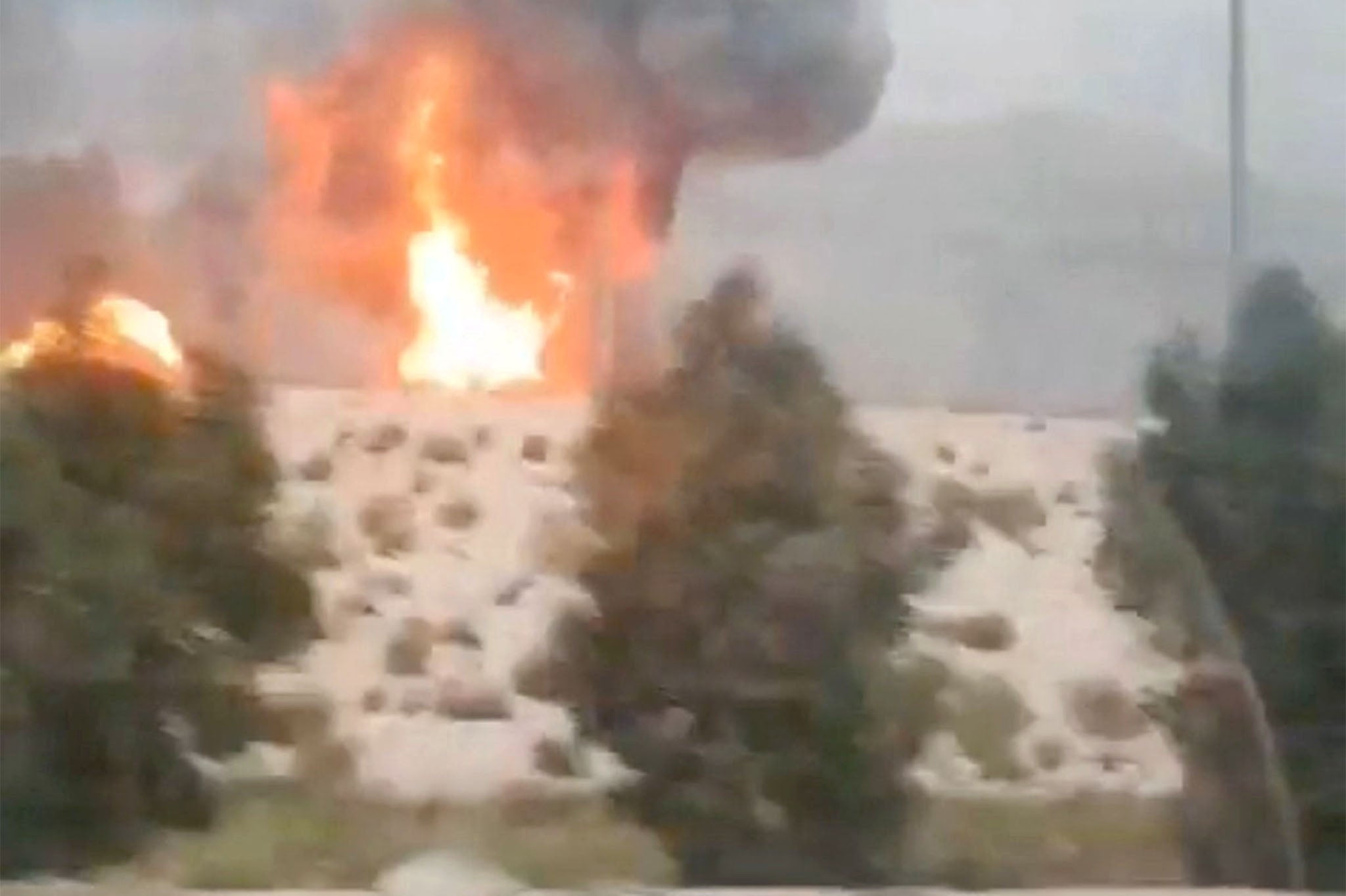 Smoke and flames rise from the South Pars gas field following an Israeli strike