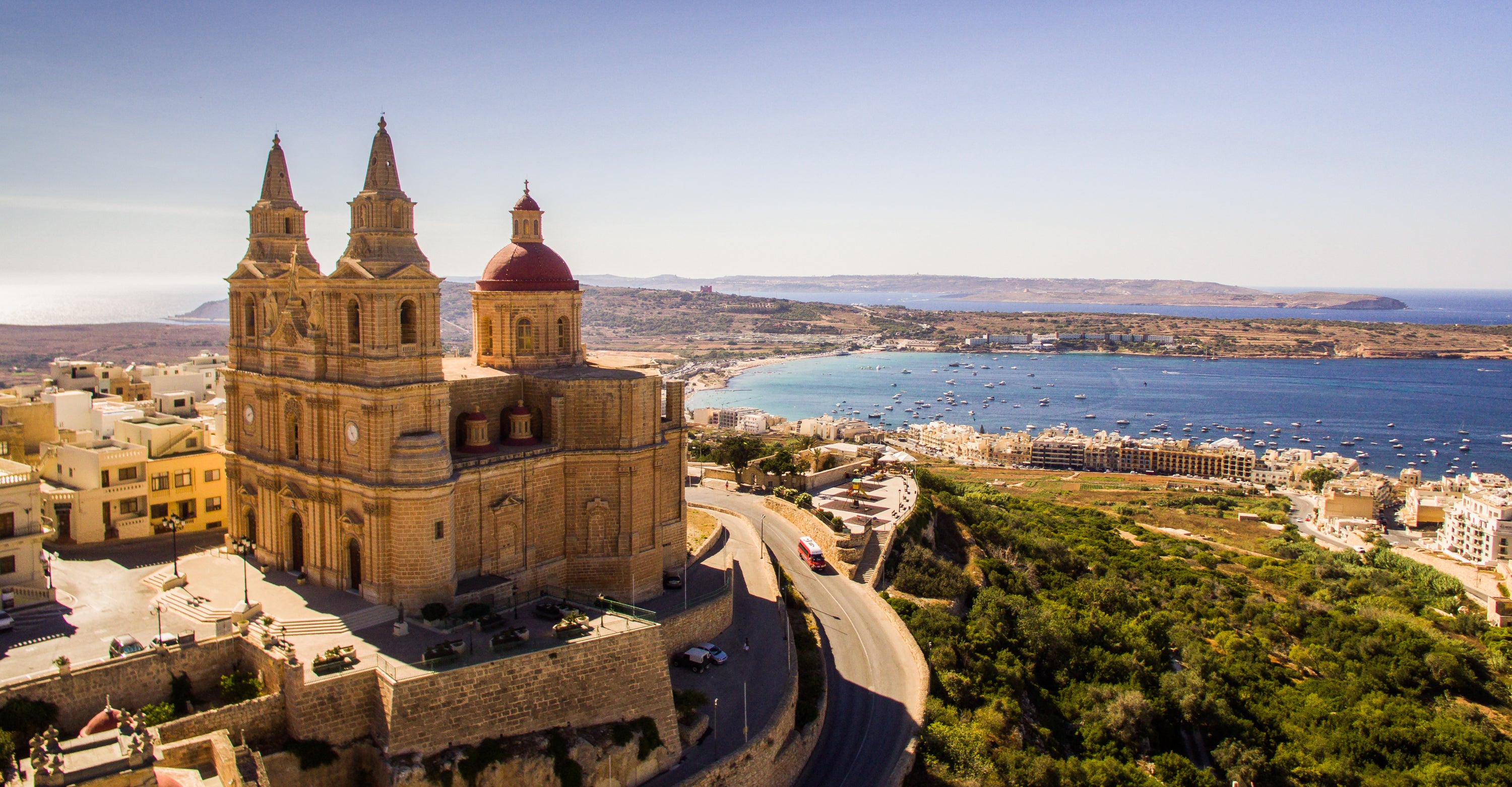 One of Malta’s broadest natural bays, Mellieħa Bay offers stunning coastal vistas