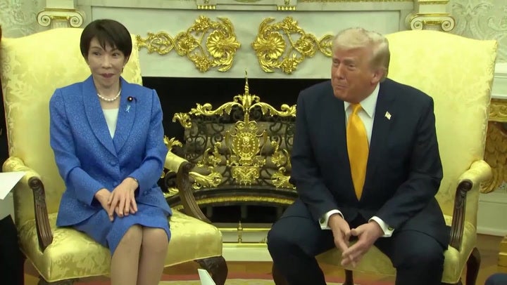 Watch moment Trump’s Pearl Harbour joke makes Japan PM sit back in seat