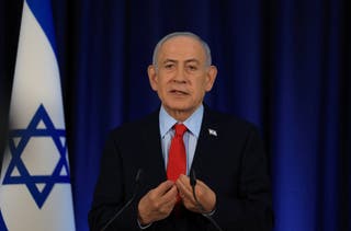 Benjamin Netanyahu speaks during a press conference