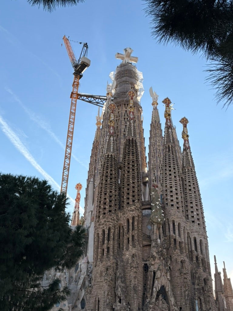 A view of the Tower of Jesus Christ after the white tarpaulin was taken off