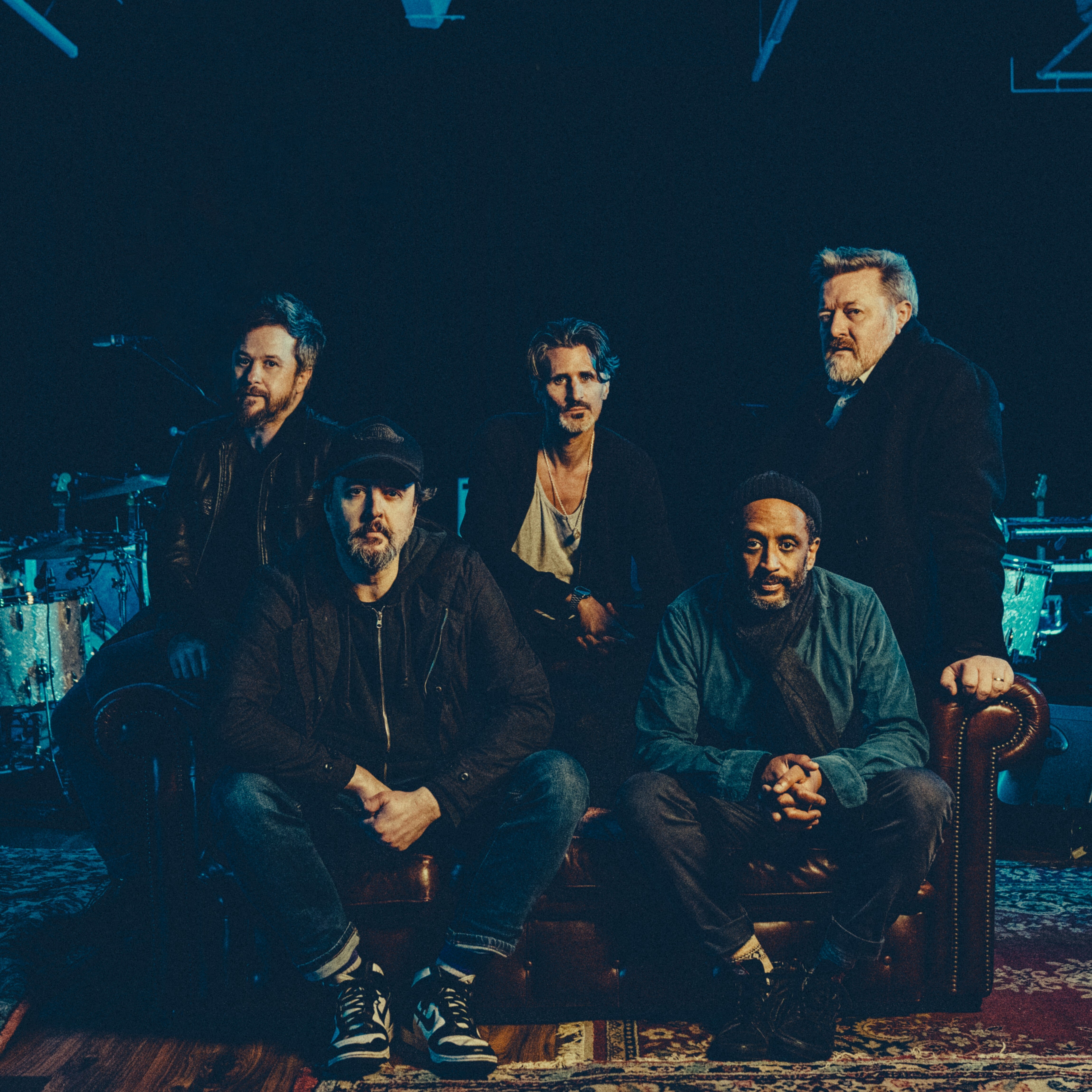 Guy Garvey, right, with his Elbow bandmates