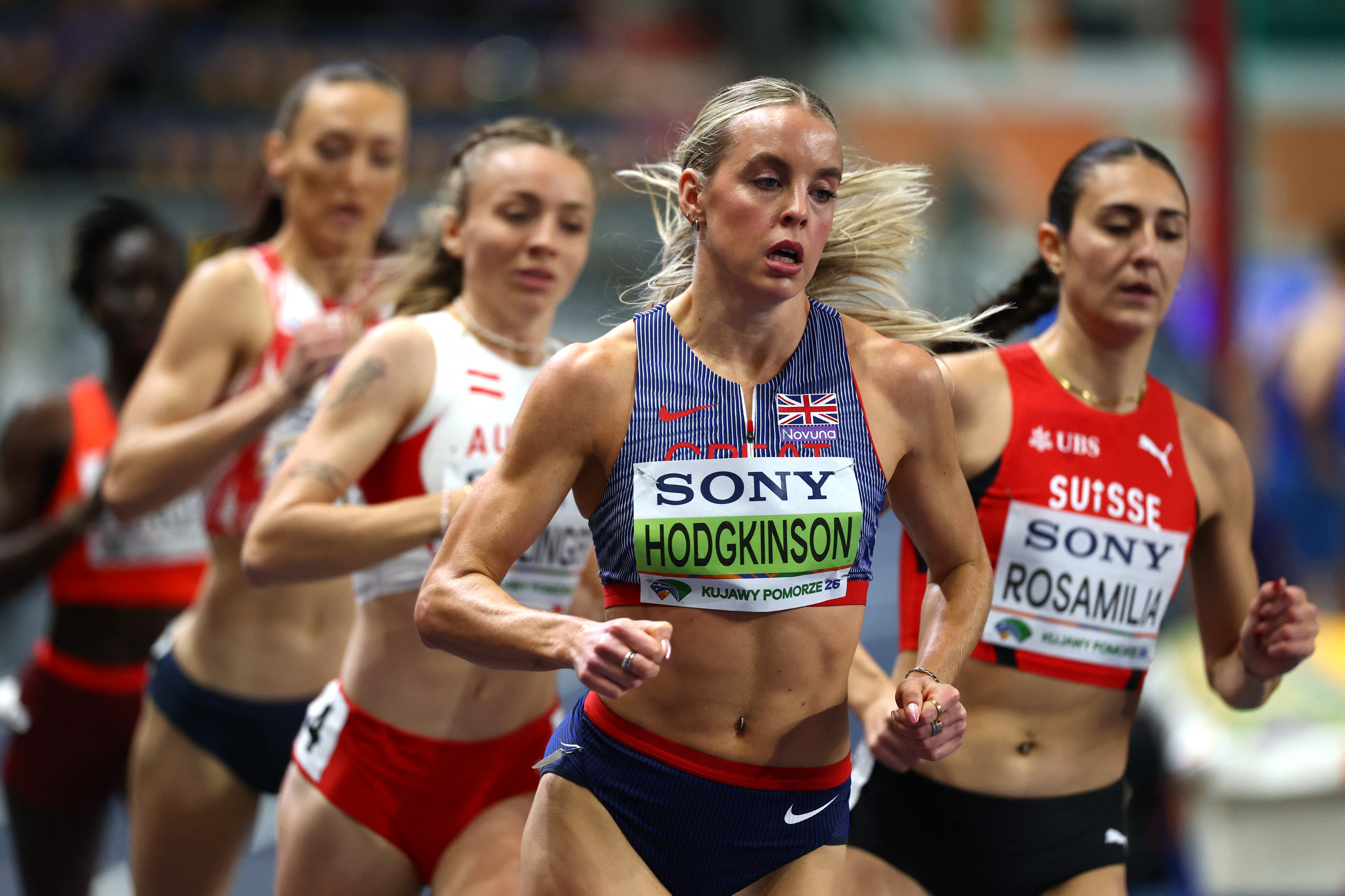 Britain's Keely Hodgkinson in action during heat 1 of the Women's 800m