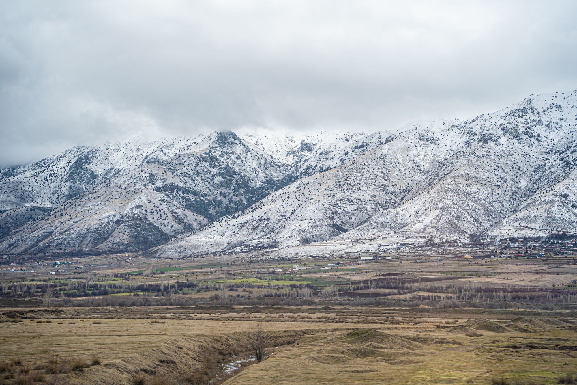 The snow-capped mountains en route