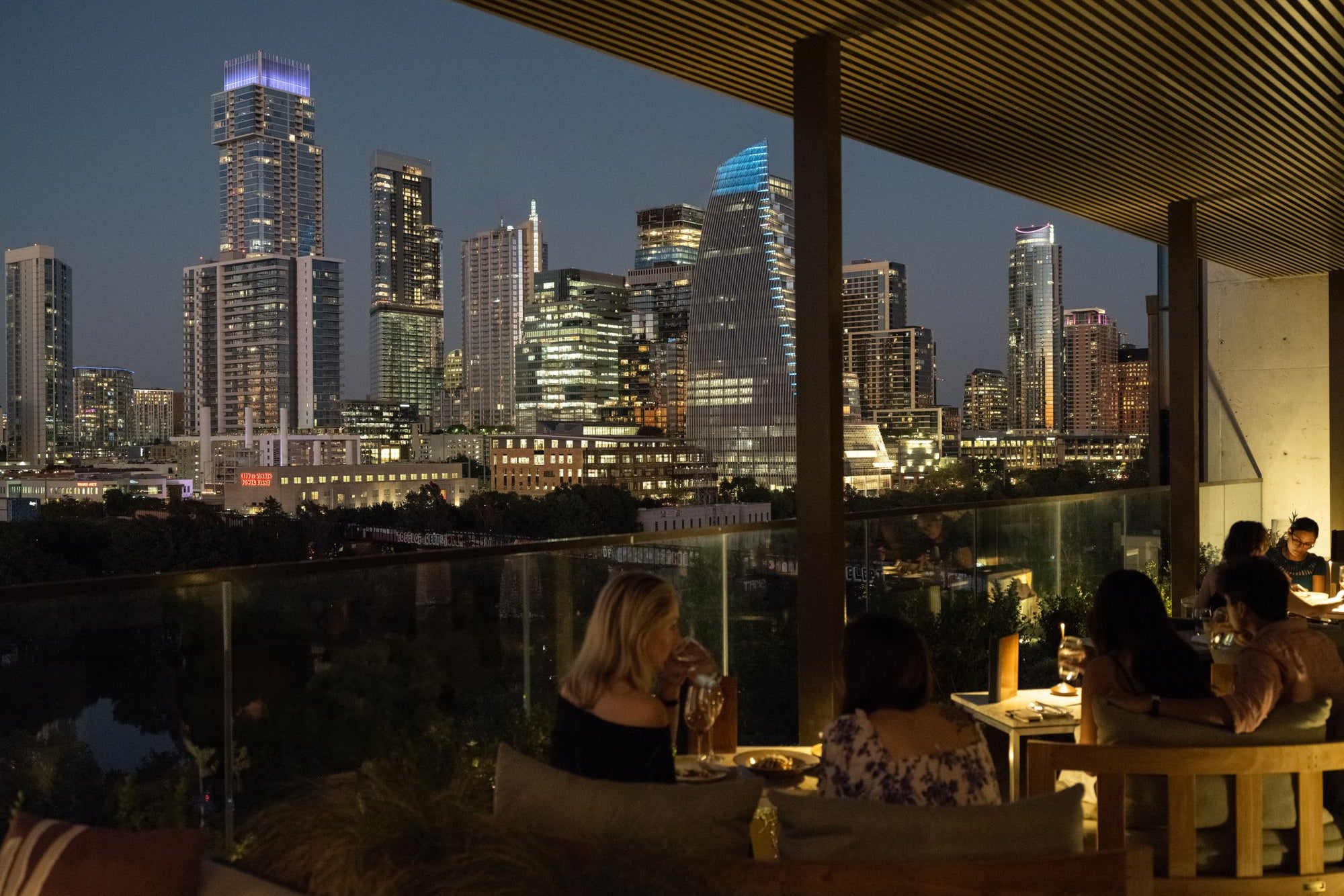 The hotel’s upmarket restaurant boasts unparalleled views over Austin’s skyline (The Loren)