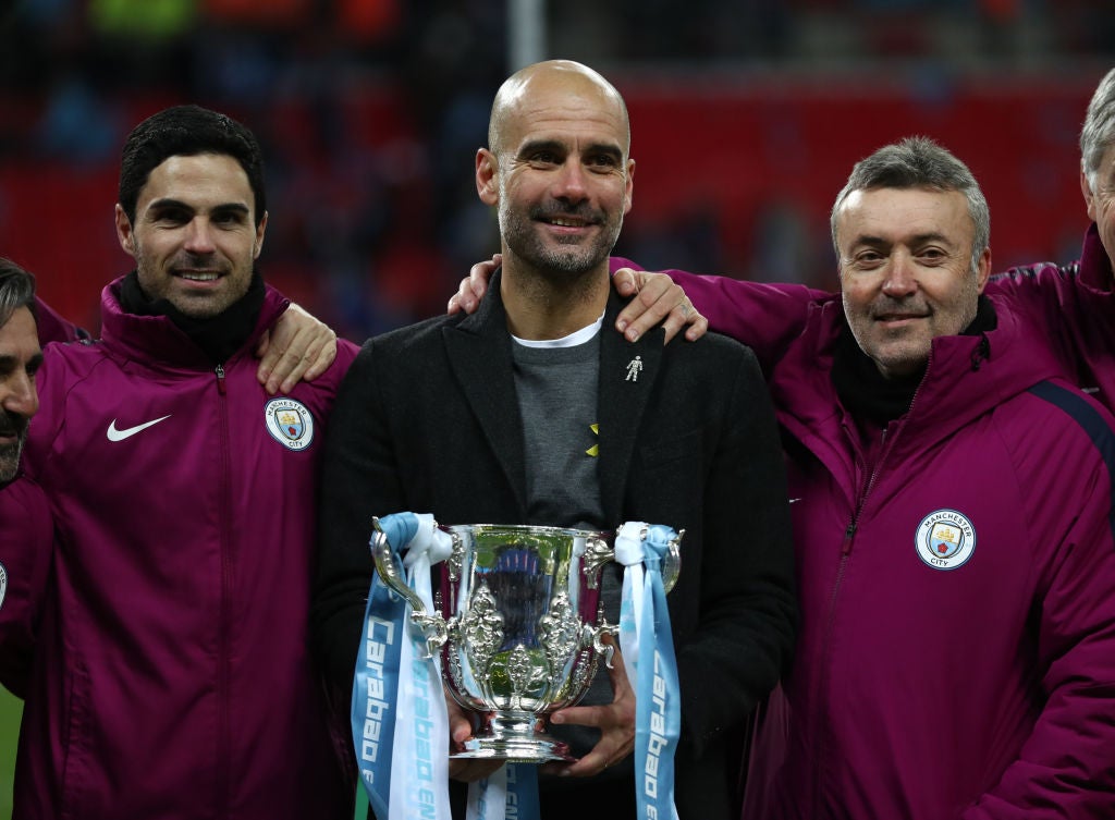 Arteta was part of Guardiola’s staff when Man City dominated Arsenal to win the 2018 Carabao Cup final