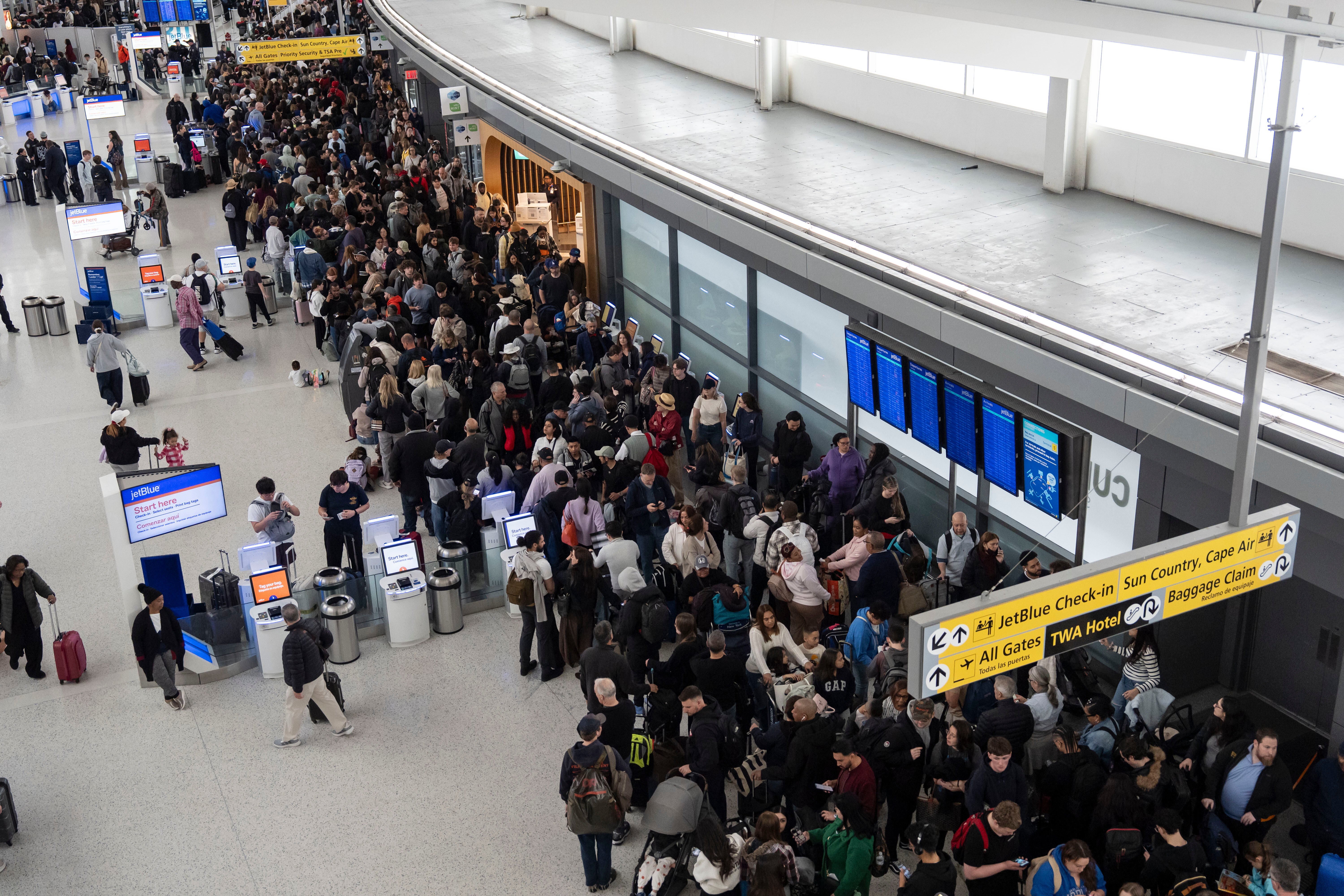 Huge lines have been seen at airports across the country