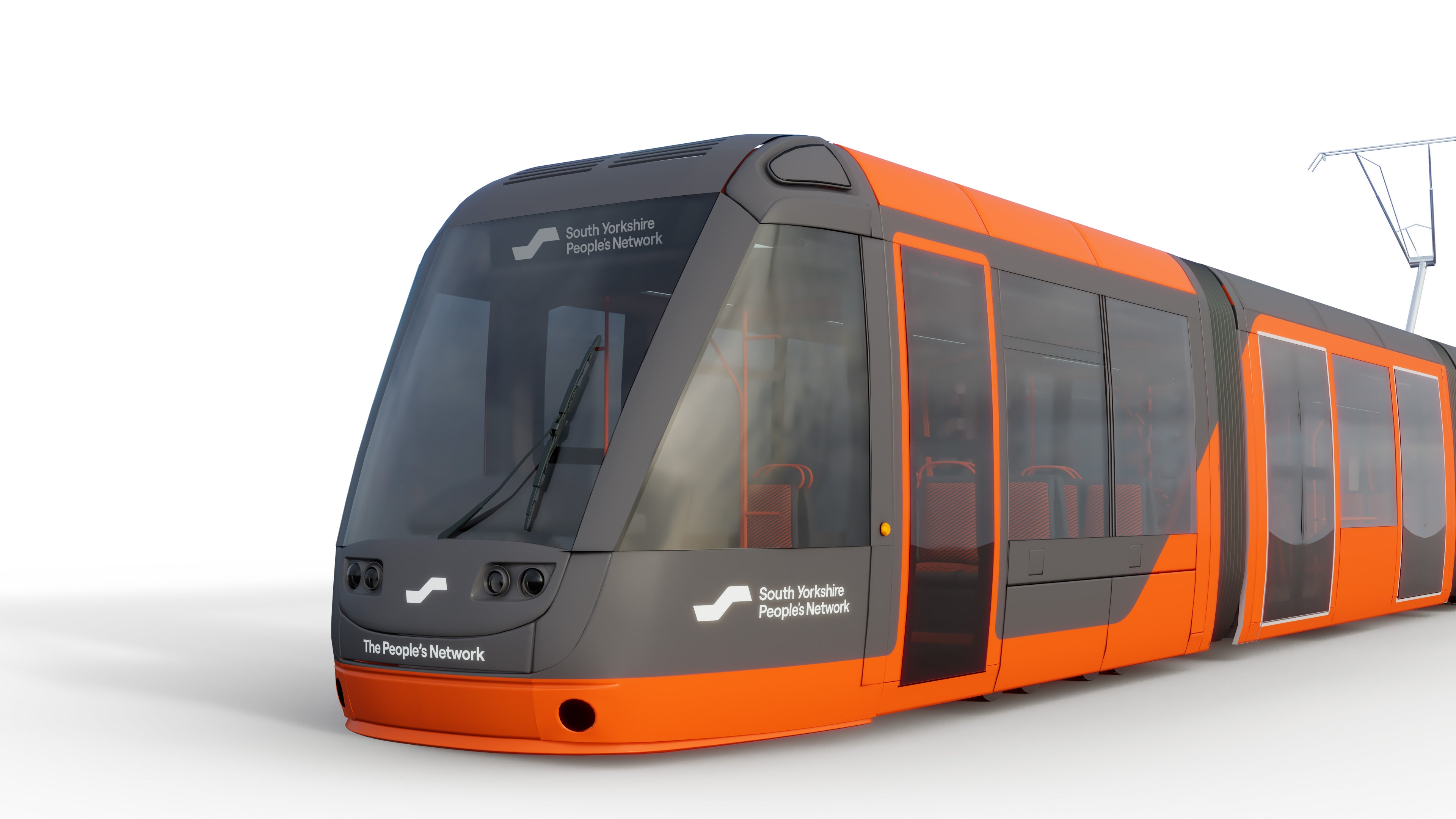 A tram with the new branding