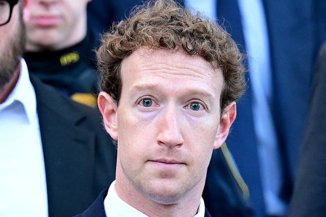 <p>Meta CEO Mark Zuckerberg leaves court in Los Angeles, California on 18 February, after a 20-year-old woman sued Meta and YouTube, accusing them of building addictive platforms that cause harm to children</p>
