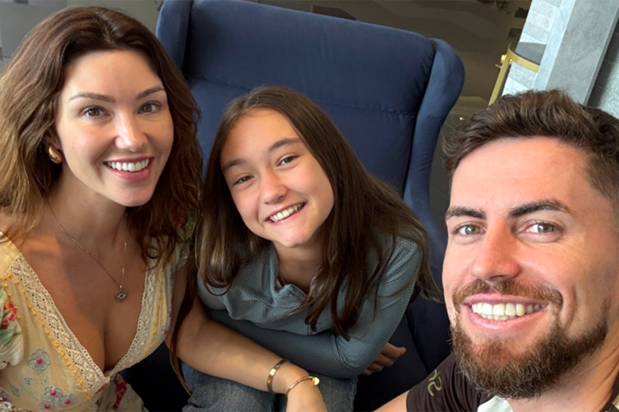 Catherine Harding, her daughter, Ada, and Jorginho