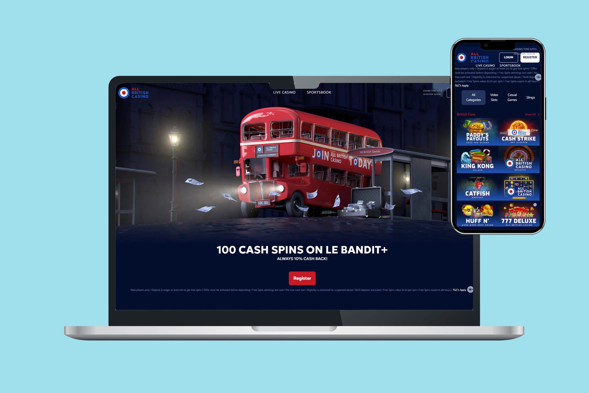 Users get cashback on all deposits at All British Casino